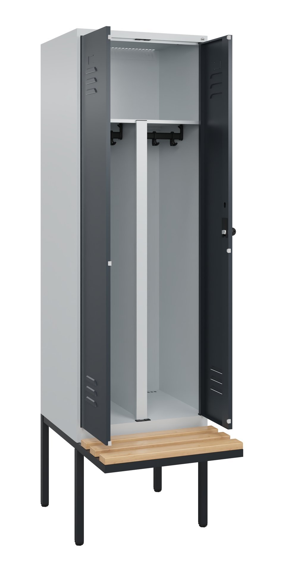 C+P PSA Doppel-Spind Classic PLUS, Bank, 2 Abteile, 2120x600x815mm, 7035/7016 Produktbild img1 L