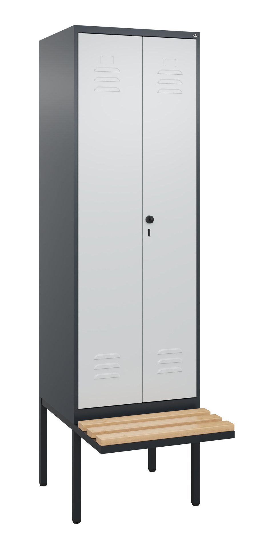 C+P PSA Doppel-Spind Classic PLUS, Bank, 2 Abteile, 2120x600x815mm, 7016/7035 Produktbild img2 L