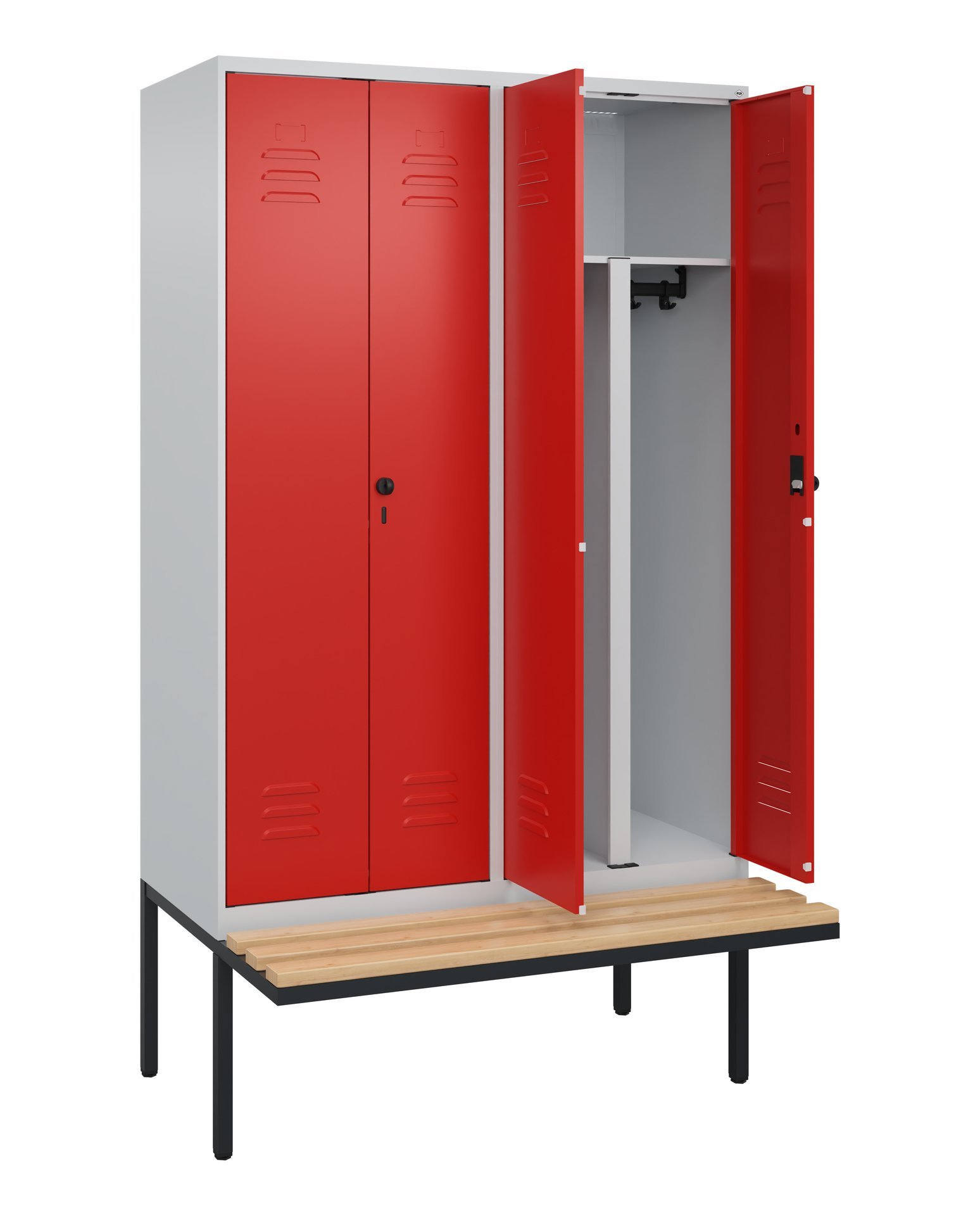C+P PSA Doppel-Spind Classic PLUS, Bank, 4 Abteile, 2120x1200x815mm, 7035/3020 Produktbild img1 L