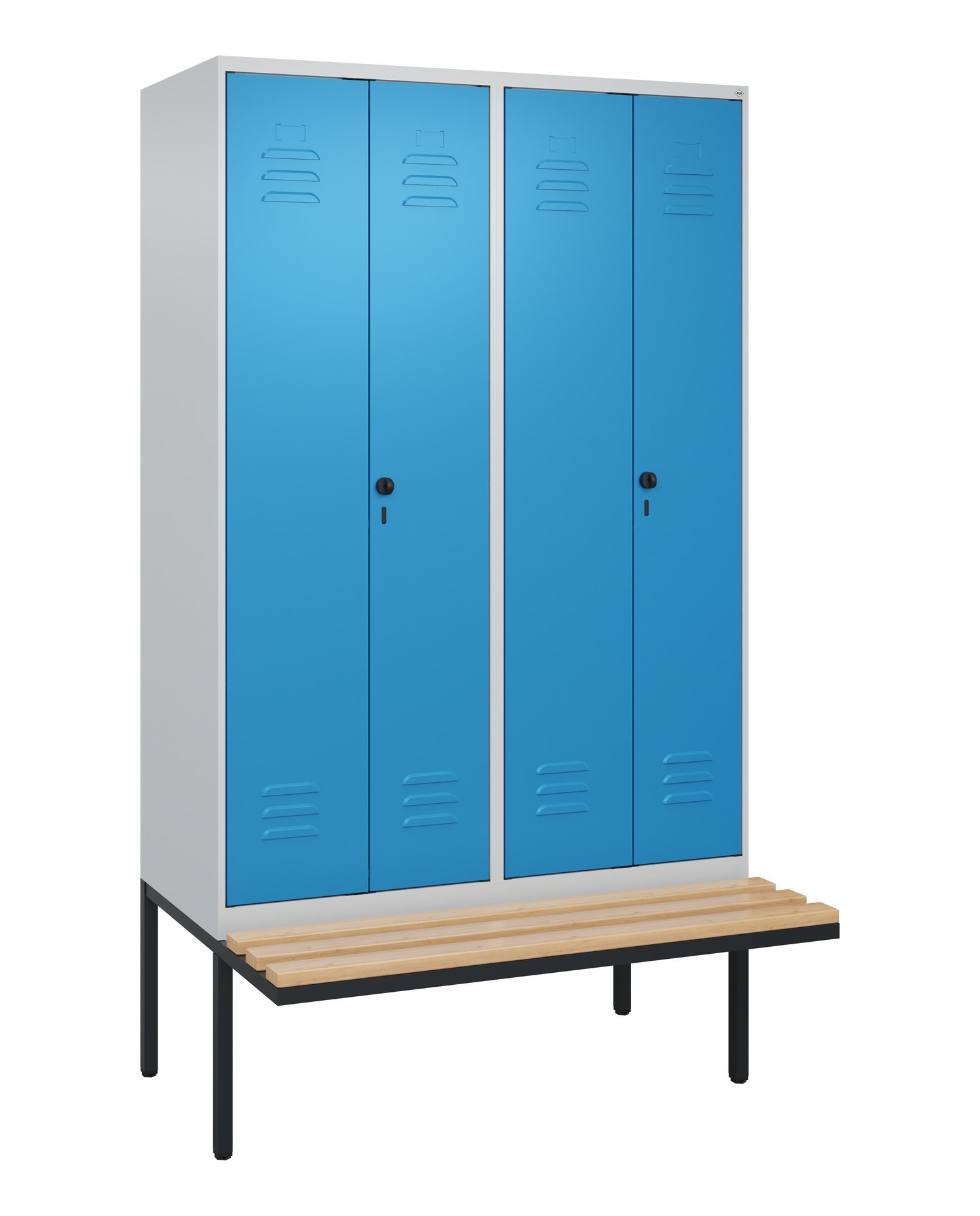 C+P PSA Doppel-Spind Classic PLUS, Bank, 4 Abteile, 2120x1200x815mm, 7035/5012 Produktbild img2 L