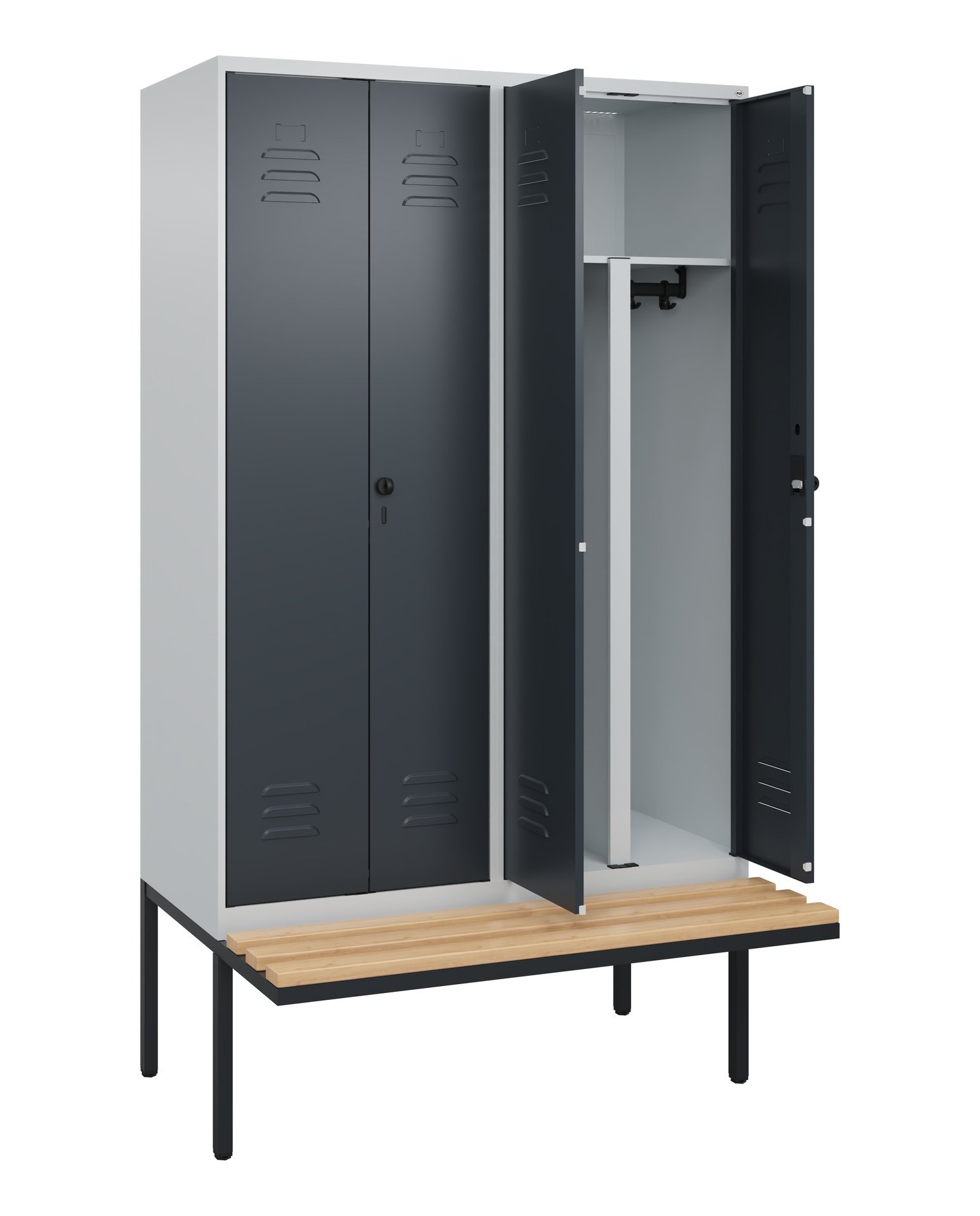 C+P PSA Doppel-Spind Classic PLUS, Bank, 4 Abteile, 2120x1200x815mm, 7035/7016 Produktbild img1 L