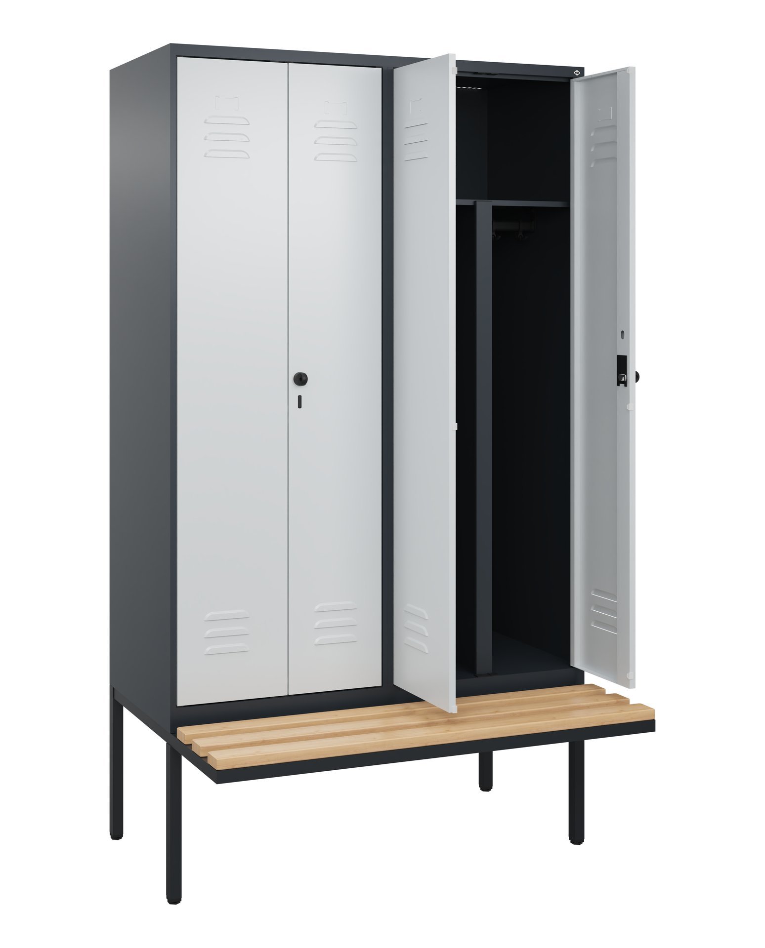 C+P PSA Doppel-Spind Classic PLUS, Bank, 4 Abteile, 2120x1200x815mm, 7016/7035 Produktbild img1 L