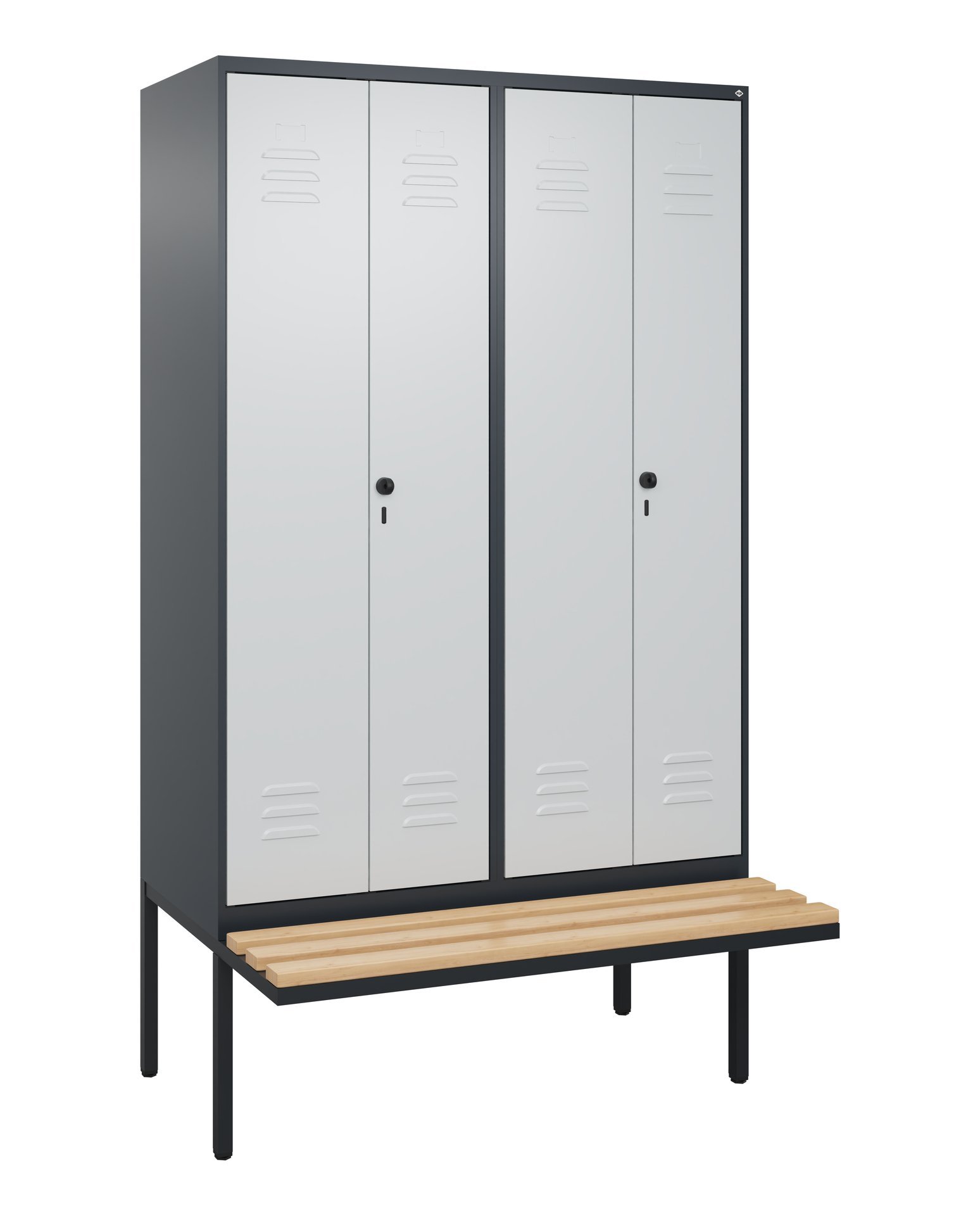 C+P PSA Doppel-Spind Classic PLUS, Bank, 4 Abteile, 2120x1200x815mm, 7016/7035 Produktbild img2 L