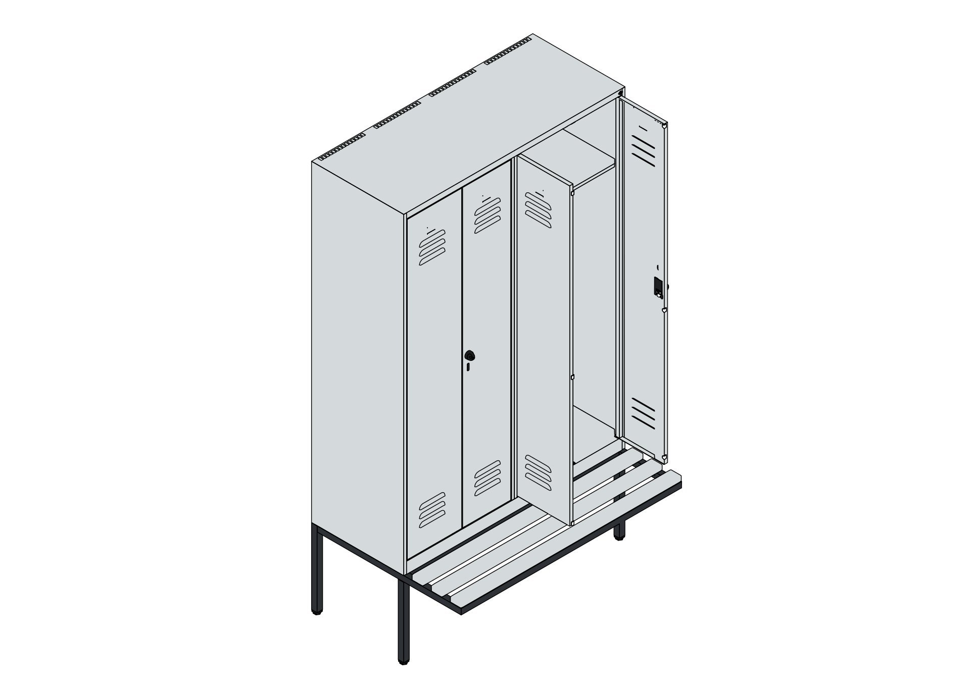 C+P PSA Doppel-Spind Classic PLUS, Bank, 4 Abteile, 2120x1200x815mm, 9016/9016 Produktbild img5 L