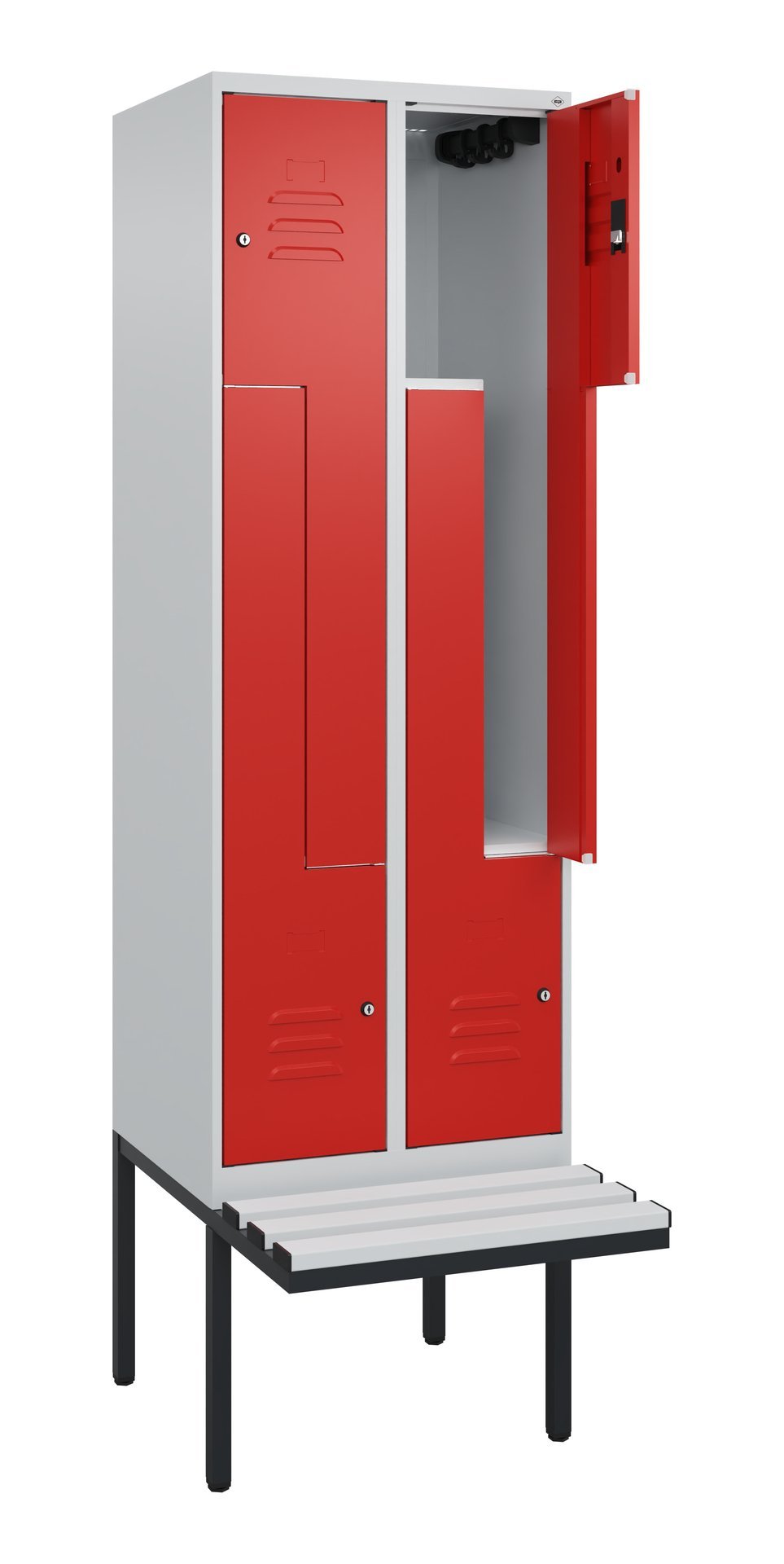 C+P Z-Spind Classic PLUS, Bank, 4 Abteile, 2120x600x815mm, 7035/3020 Produktbild img1 L