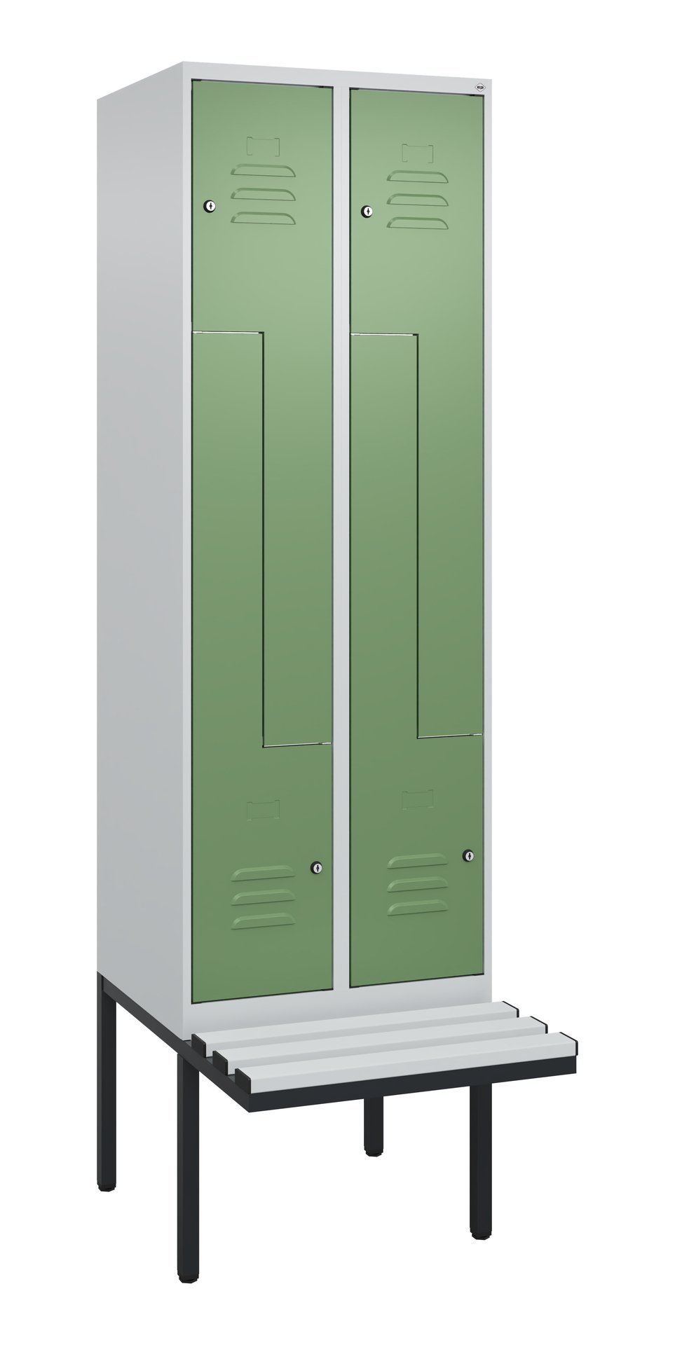 C+P Z-Spind Classic PLUS, Bank, 4 Abteile, 2120x600x815mm, 7035/6011 Produktbild img2 L