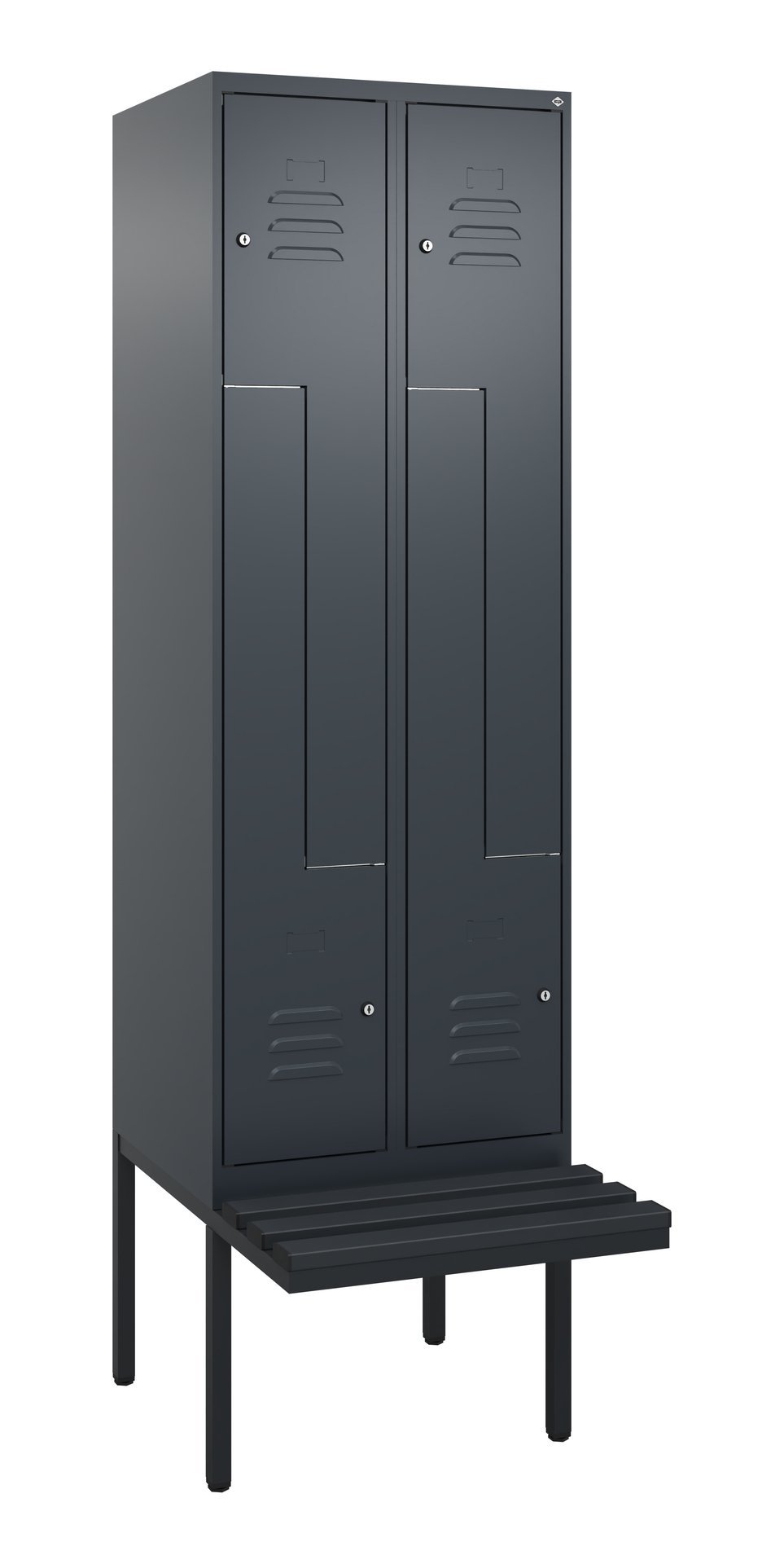 C+P Z-Spind Classic PLUS, Bank, 4 Abteile, 2120x600x815mm, 7016/7016 Produktbild img2 L