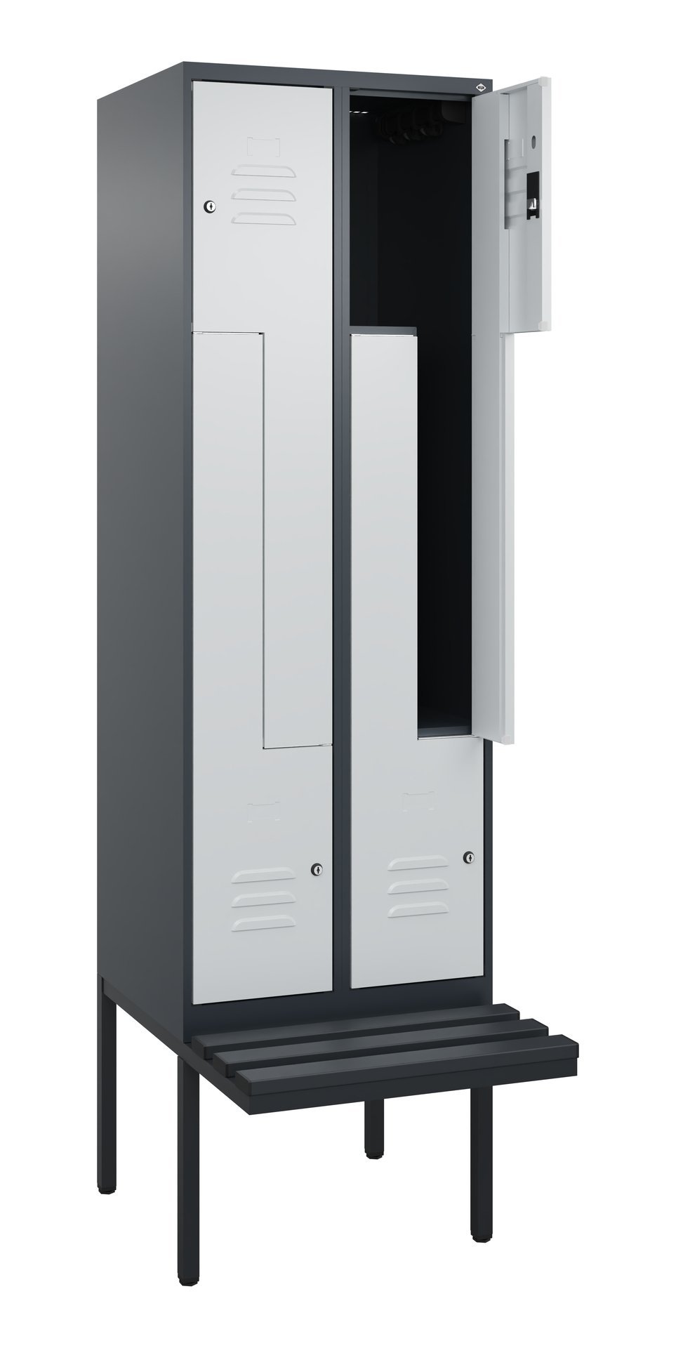 C+P Z-Spind Classic PLUS, Bank, 4 Abteile, 2120x600x815mm, 7016/7035 Produktbild img1 L