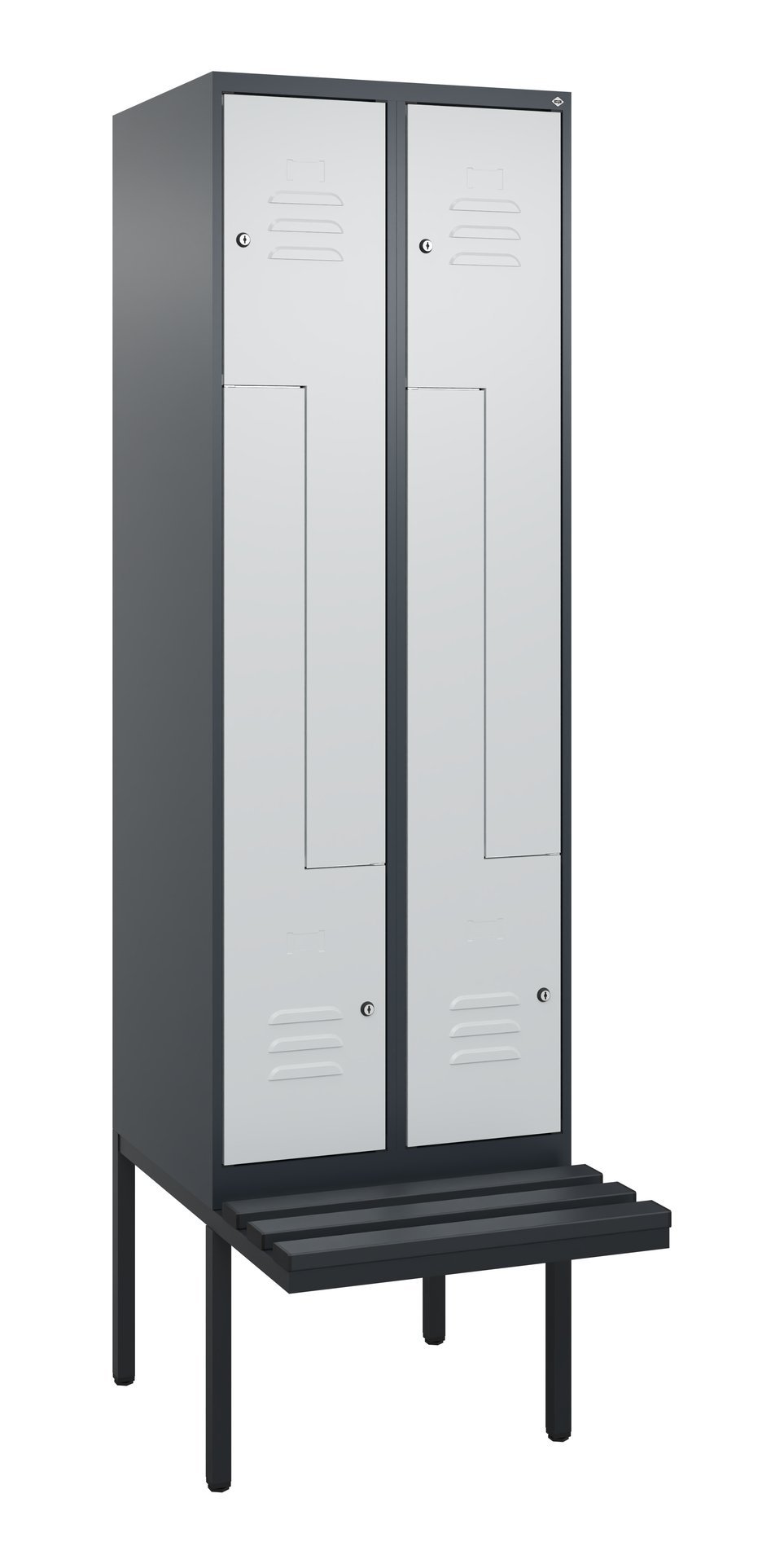 C+P Z-Spind Classic PLUS, Bank, 4 Abteile, 2120x600x815mm, 7016/7035 Produktbild img2 L