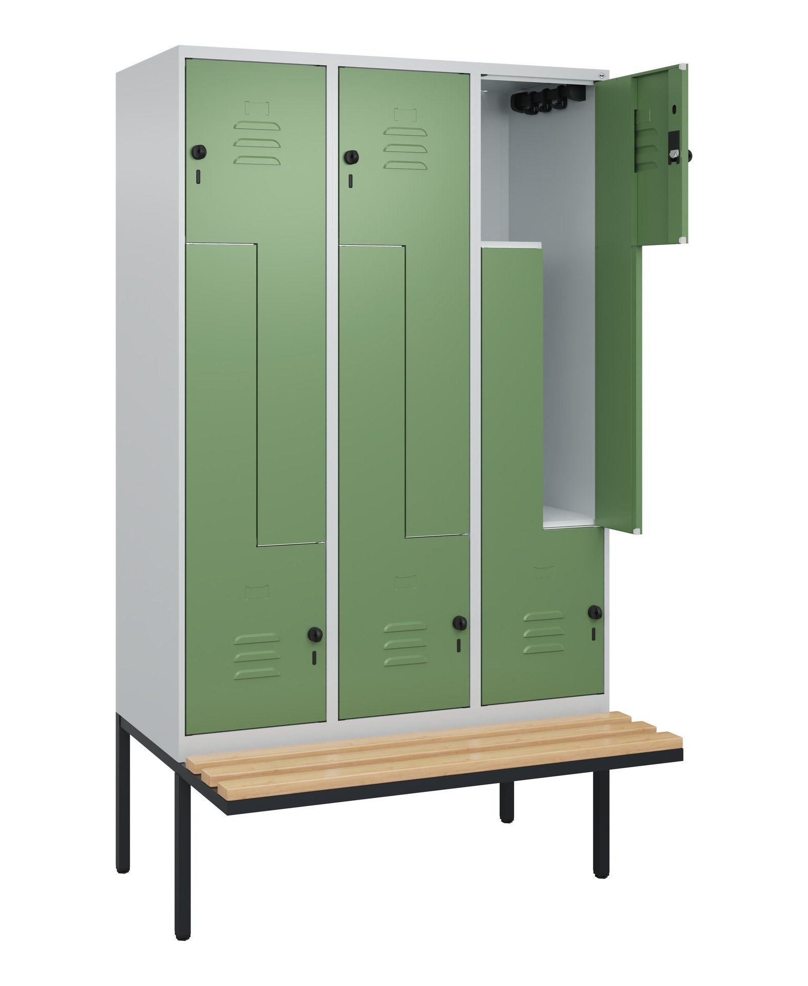 C+P Z-Spind Classic PLUS, Bank, 6 Abteile, 2120x1200x815mm, 7035/6011 Produktbild img1 L
