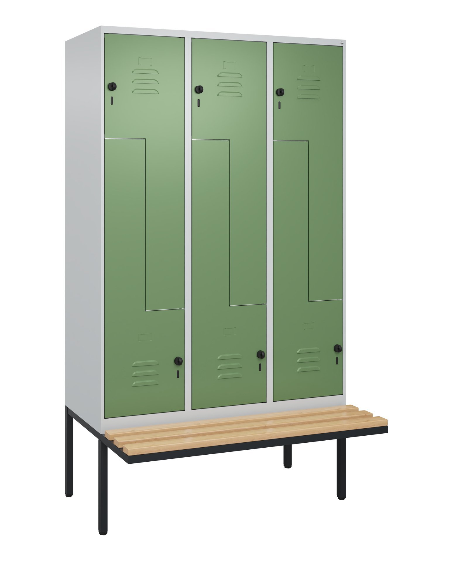 C+P Z-Spind Classic PLUS, Bank, 6 Abteile, 2120x1200x815mm, 7035/6011 Produktbild img2 L