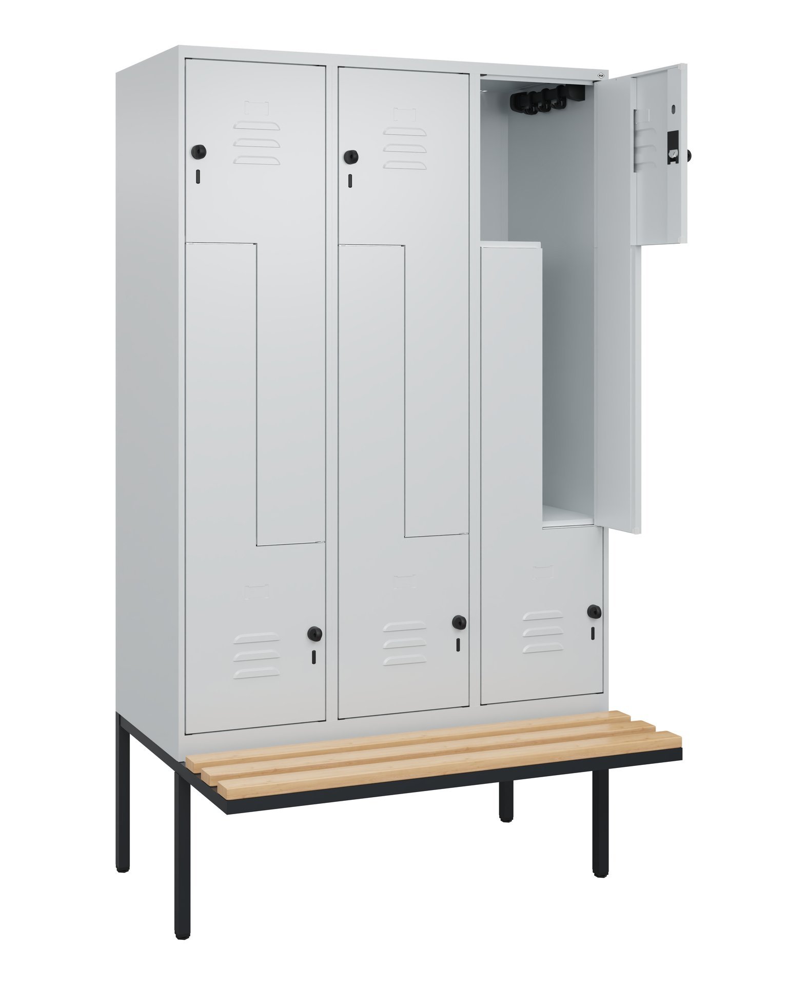 C+P Z-Spind Classic PLUS, Bank, 6 Abteile, 2120x1200x815mm, 7035/7035 Produktbild img1 L