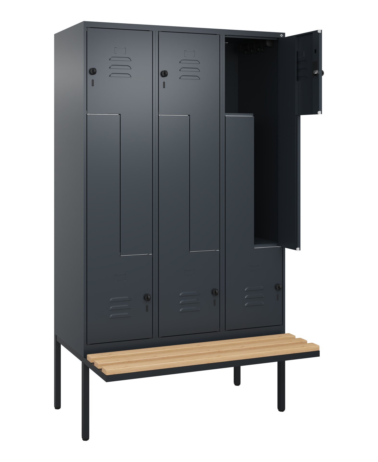 C+P Z-Spind Classic PLUS, Bank, 6 Abteile, 2120x1200x815mm, 7016/7016 Produktbild img1 L