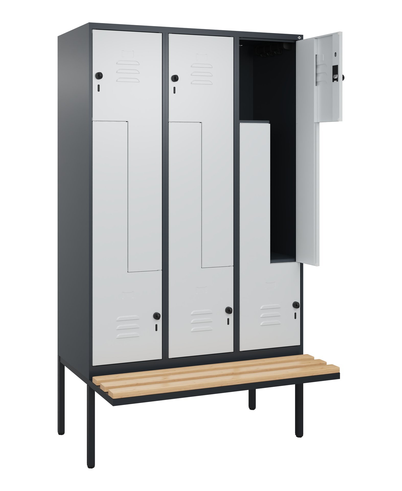 C+P Z-Spind Classic PLUS, Bank, 6 Abteile, 2120x1200x815mm, 7016/7035 Produktbild img1 L
