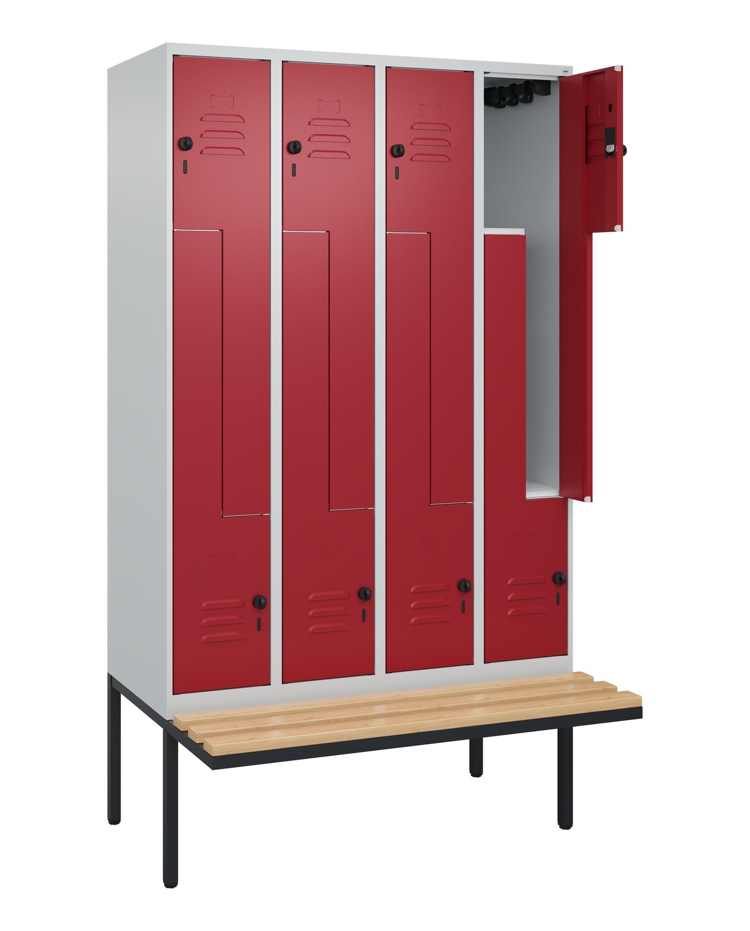 C+P Z-Spind Classic PLUS, Bank, 8 Abteile, 2120x1200x815mm, 7035/3003 Produktbild img1 L