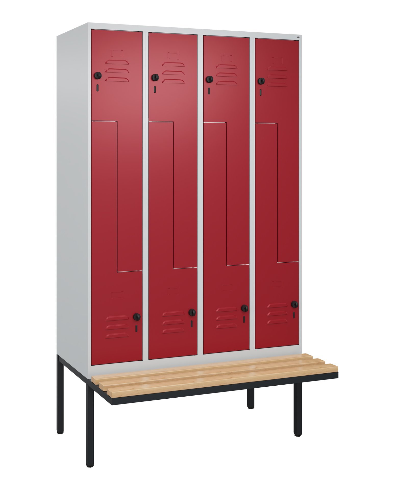 C+P Z-Spind Classic PLUS, Bank, 8 Abteile, 2120x1200x815mm, 7035/3003 Produktbild img2 L