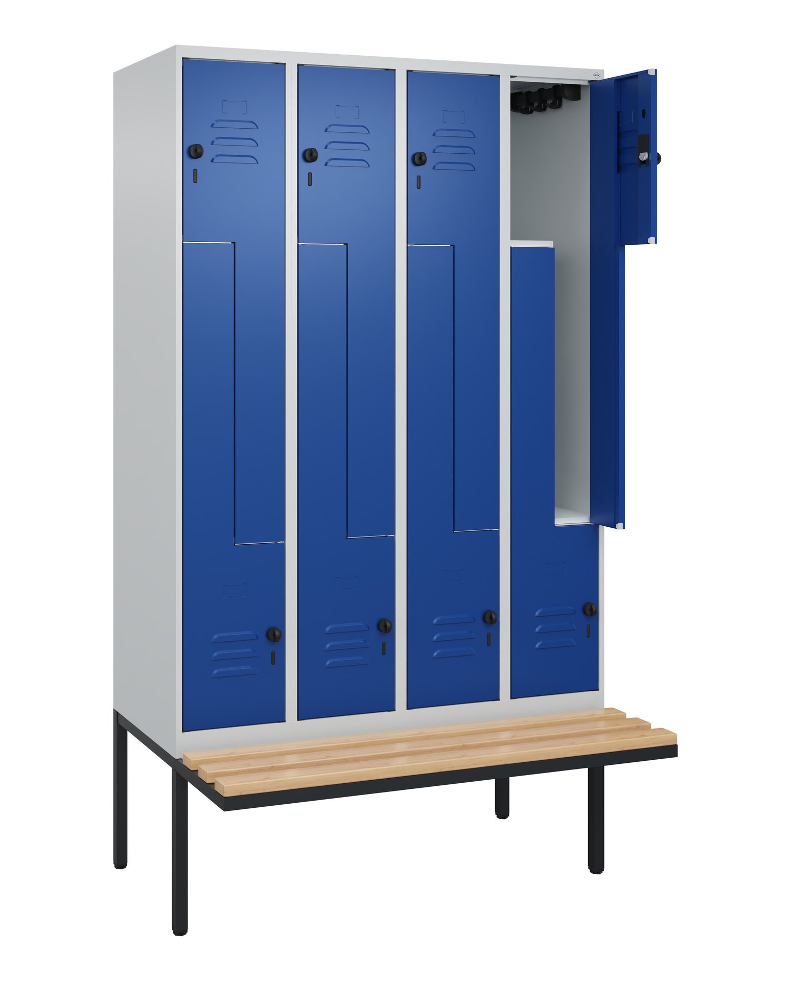 C+P Z-Spind Classic PLUS, Bank, 8 Abteile, 2120x1200x815mm, 7035/5010 Produktbild img1 L