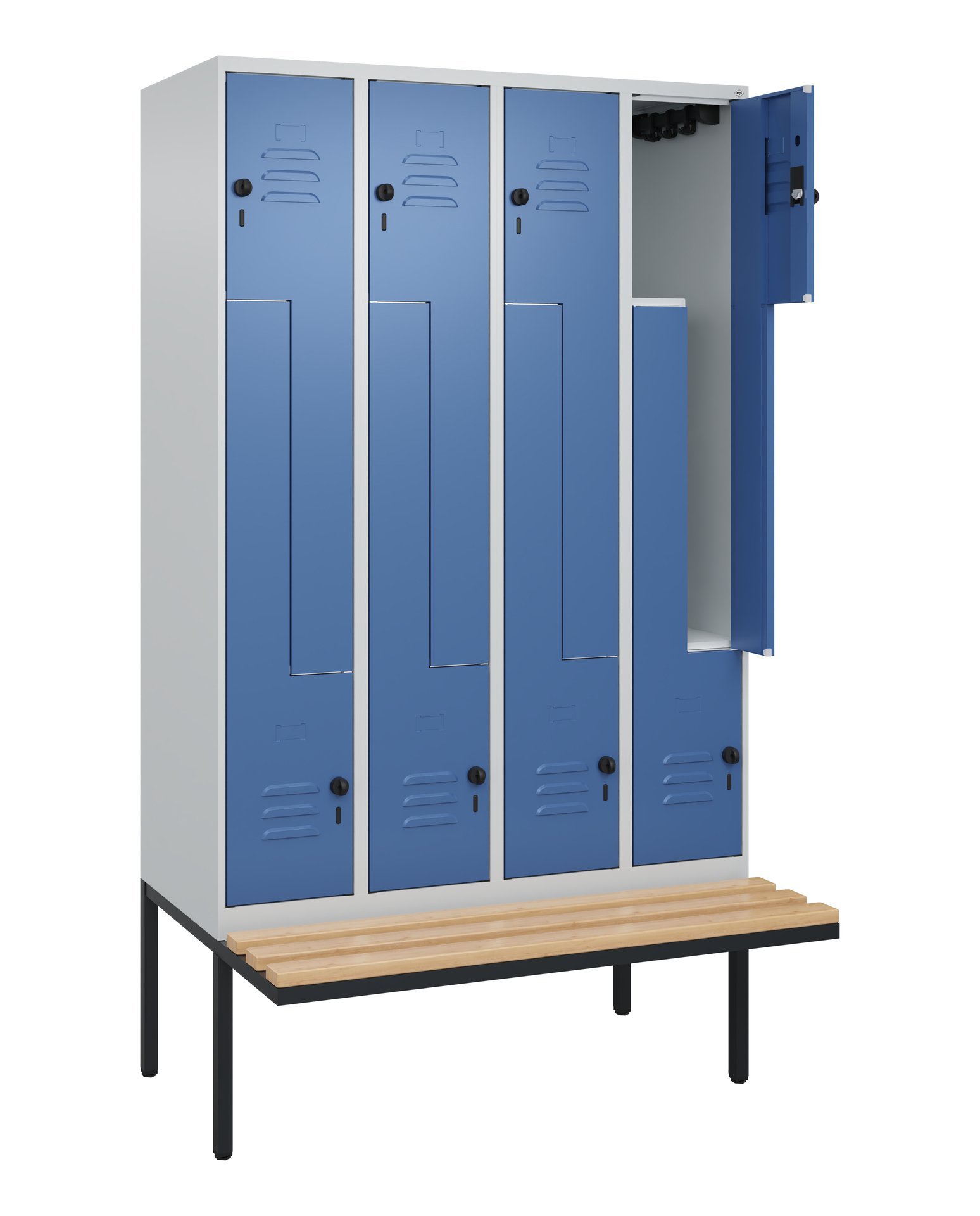 C+P Z-Spind Classic PLUS, Bank, 8 Abteile, 2120x1200x815mm, 7035/5023 Produktbild img1 L