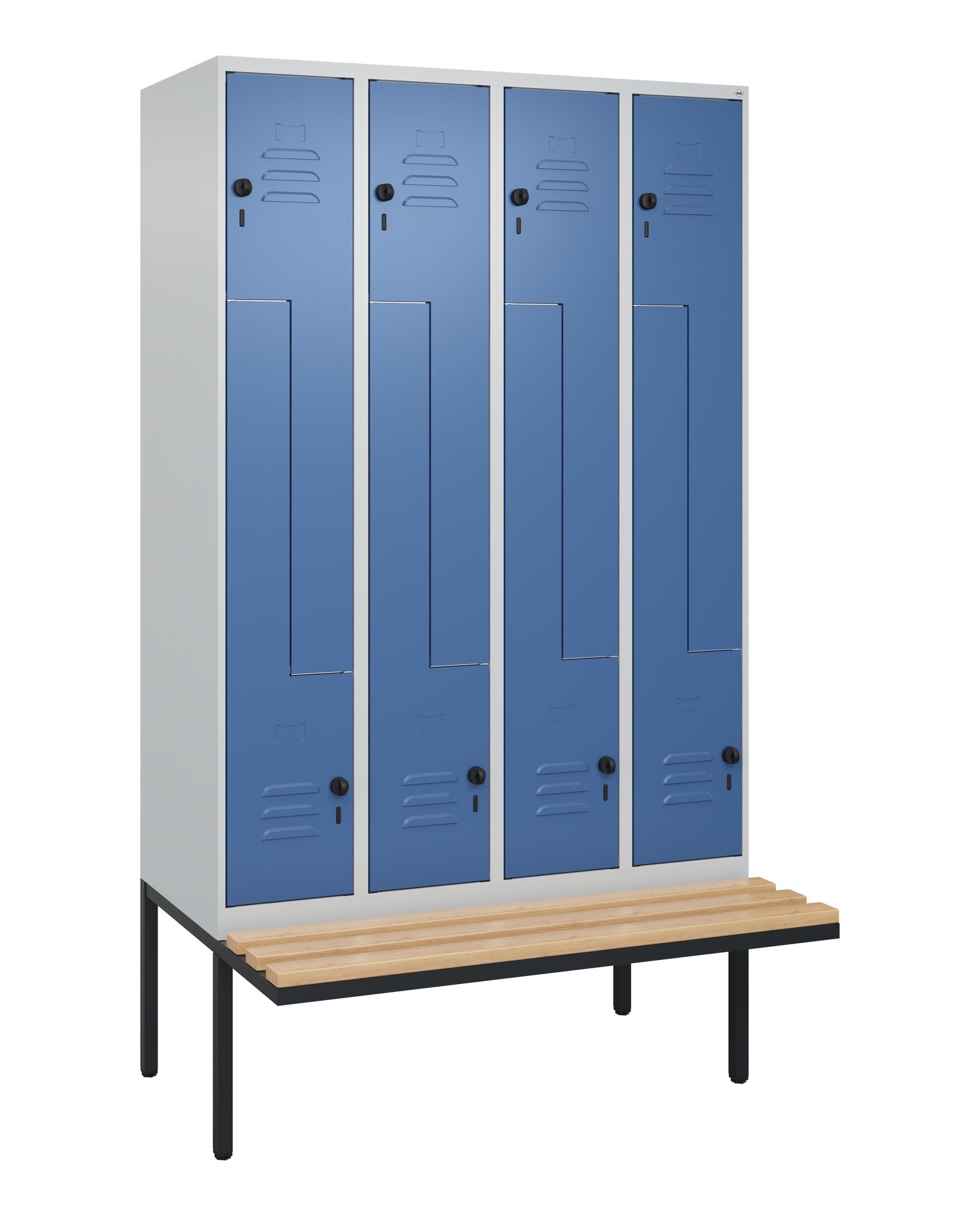 C+P Z-Spind Classic PLUS, Bank, 8 Abteile, 2120x1200x815mm, 7035/5023 Produktbild img2 L
