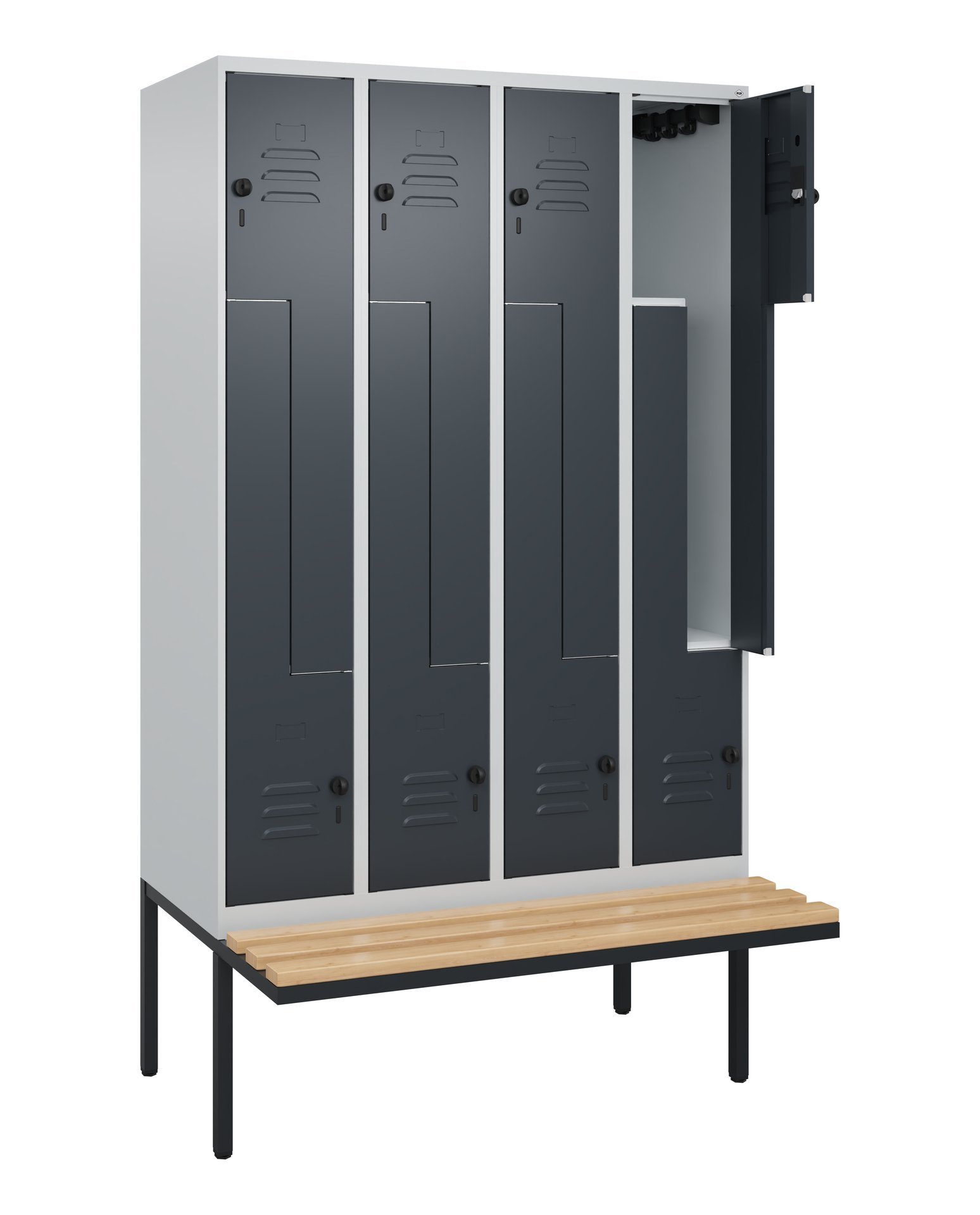 C+P Z-Spind Classic PLUS, Bank, 8 Abteile, 2120x1200x815mm, 7035/7016 Produktbild img1 L