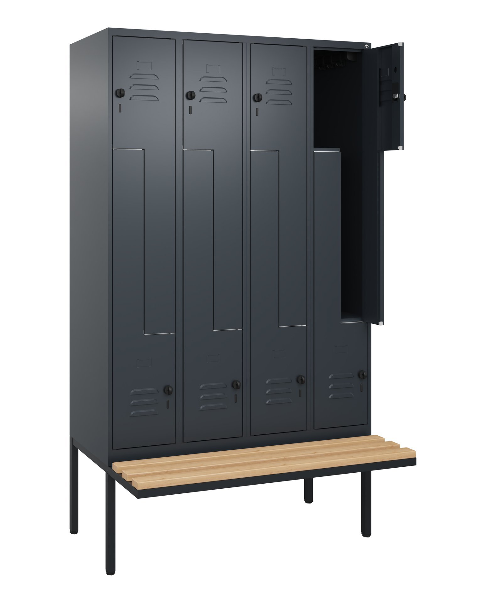 C+P Z-Spind Classic PLUS, Bank, 8 Abteile, 2120x1200x815mm, 7016/7016 Produktbild img1 L