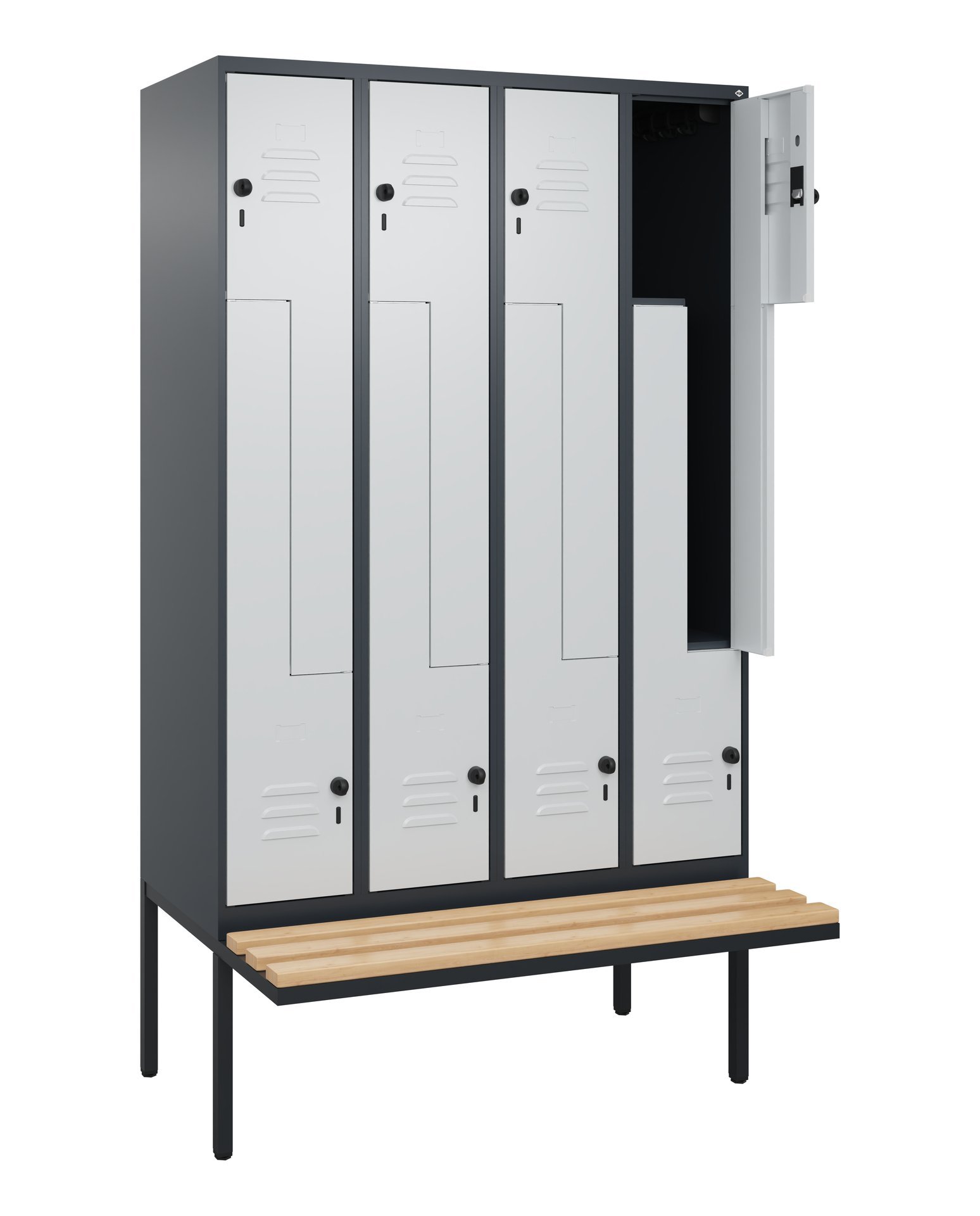 C+P Z-Spind Classic PLUS, Bank, 8 Abteile, 2120x1200x815mm, 7016/7035 Produktbild img1 L