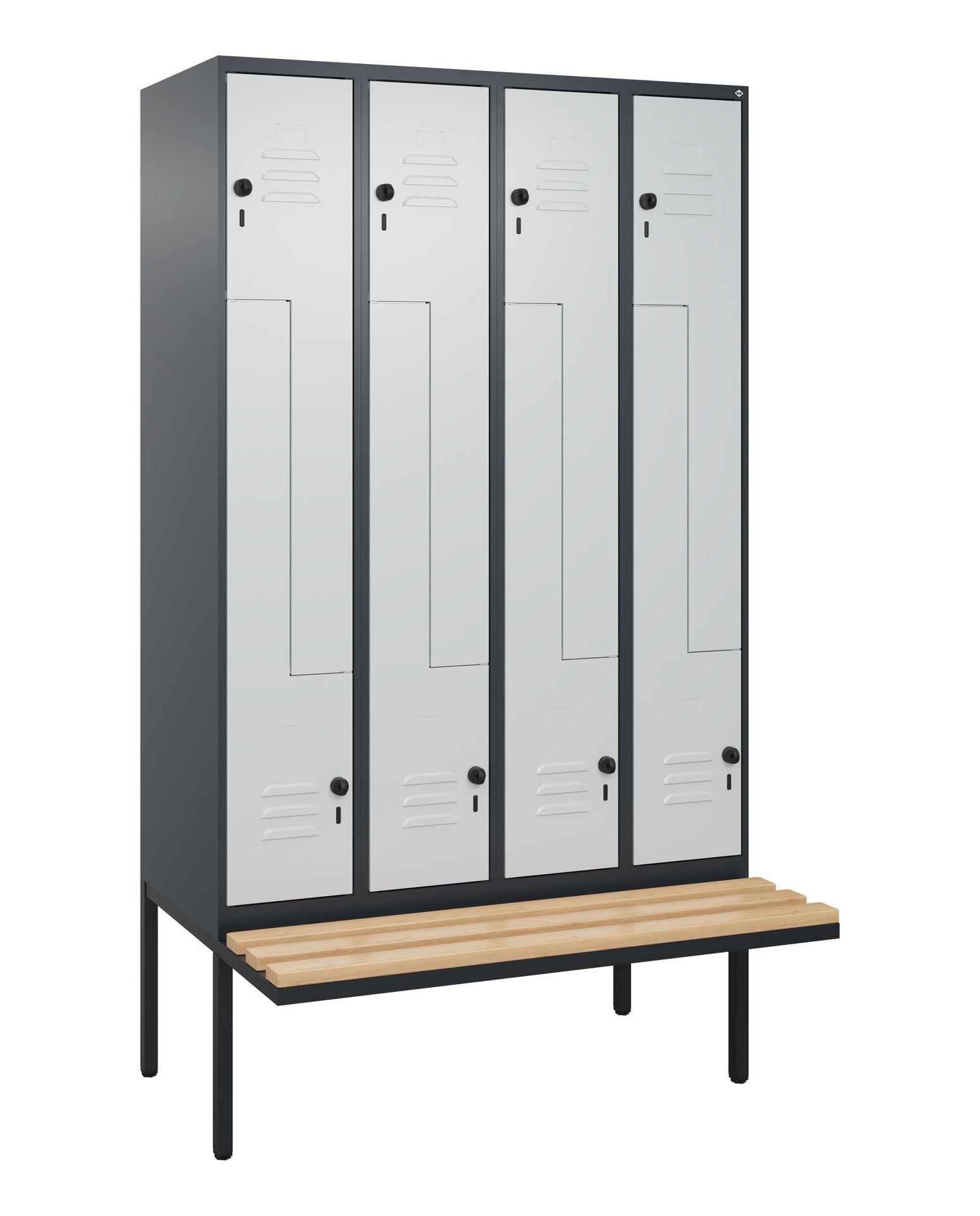 C+P Z-Spind Classic PLUS, Bank, 8 Abteile, 2120x1200x815mm, 7016/7035 Produktbild img2 L