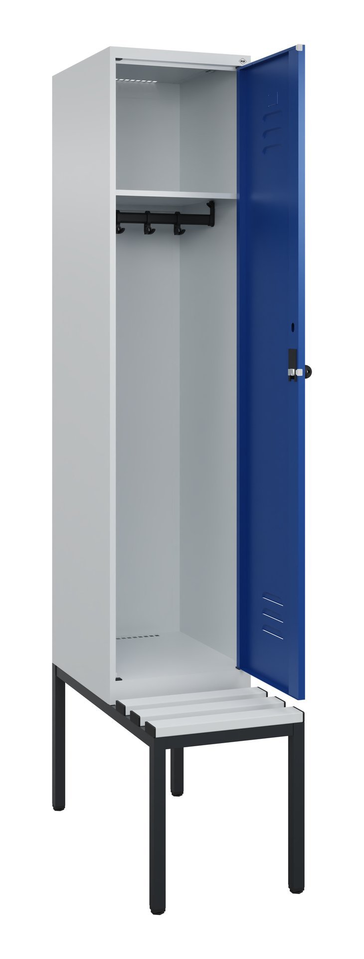 C+P Spind Classic PLUS, Bank, 1 Abteil, 2120x400x815mm, 7035/5010 Produktbild img1 L