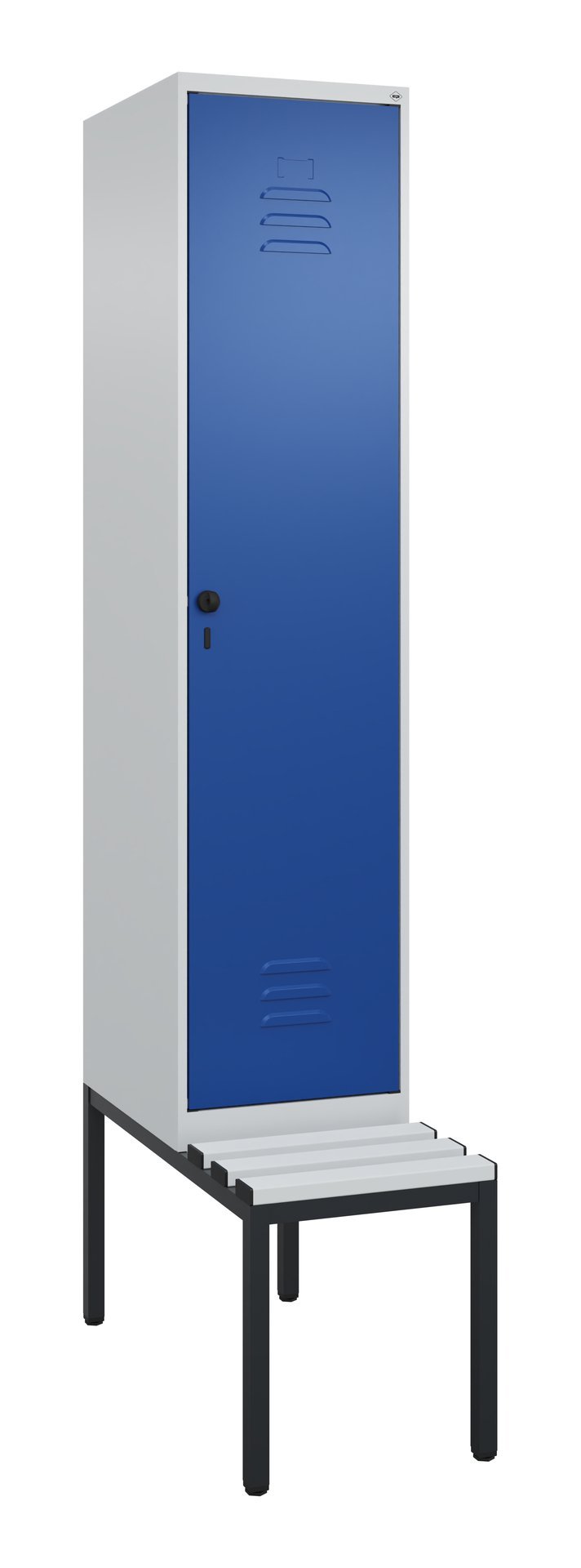 C+P Spind Classic PLUS, Bank, 1 Abteil, 2120x400x815mm, 7035/5010 Produktbild img2 L