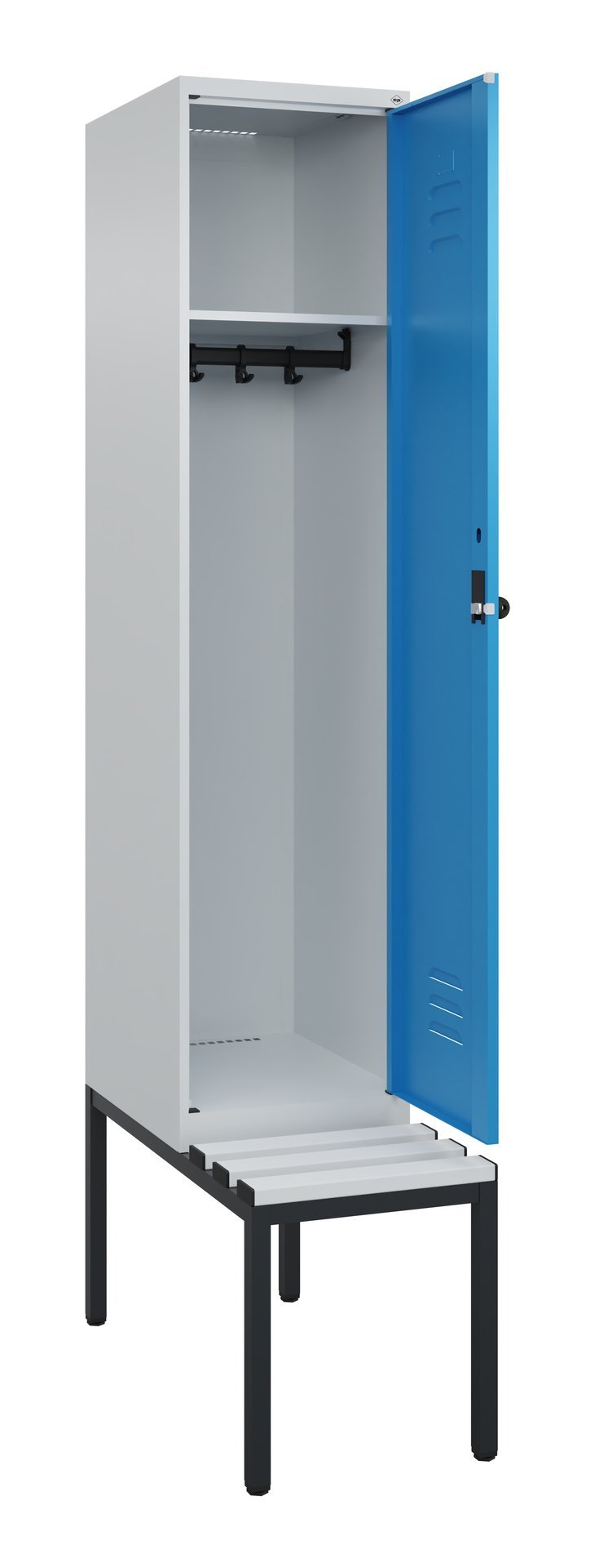 C+P Spind Classic PLUS, Bank, 1 Abteil, 2120x400x815mm, 7035/5012 Produktbild img1 L