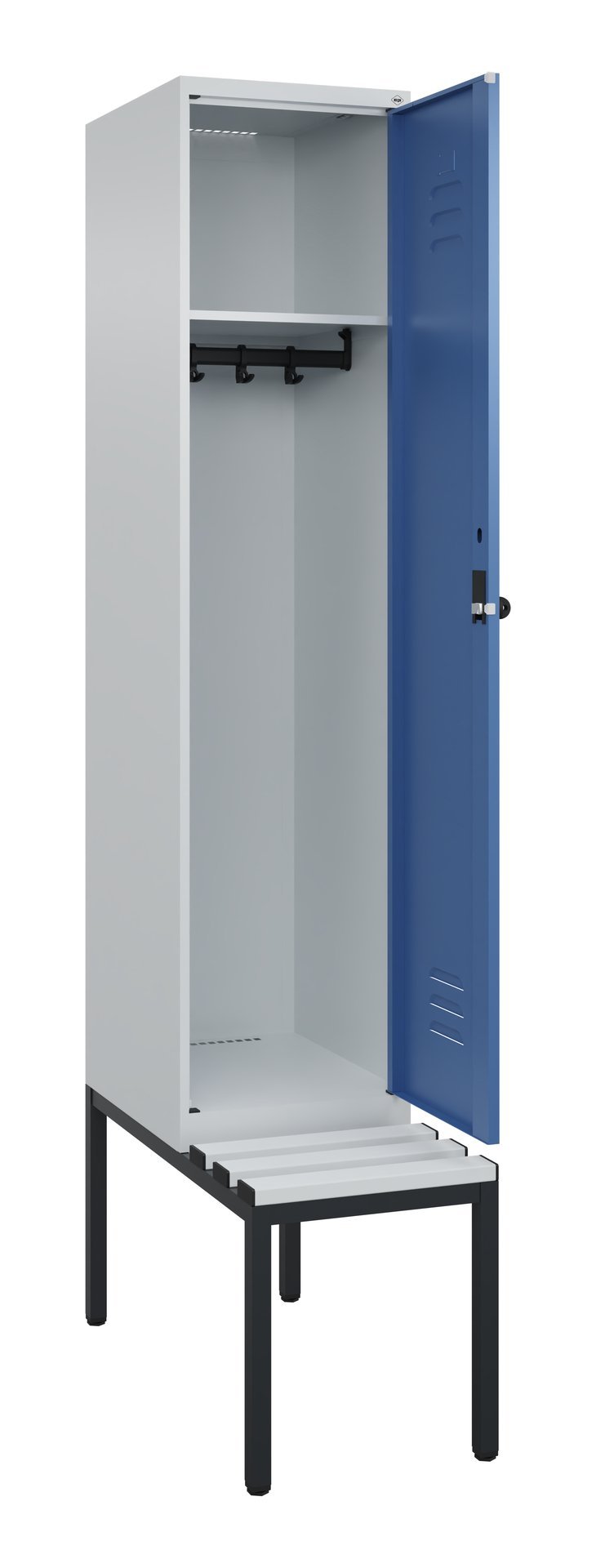 C+P Spind Classic PLUS, Bank, 1 Abteil, 2120x400x815mm, 7035/5023 Produktbild img1 L