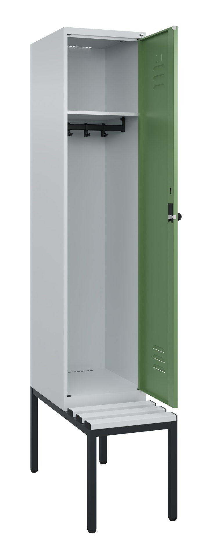 C+P Spind Classic PLUS, Bank, 1 Abteil, 2120x400x815mm, 7035/6011 Produktbild img1 L