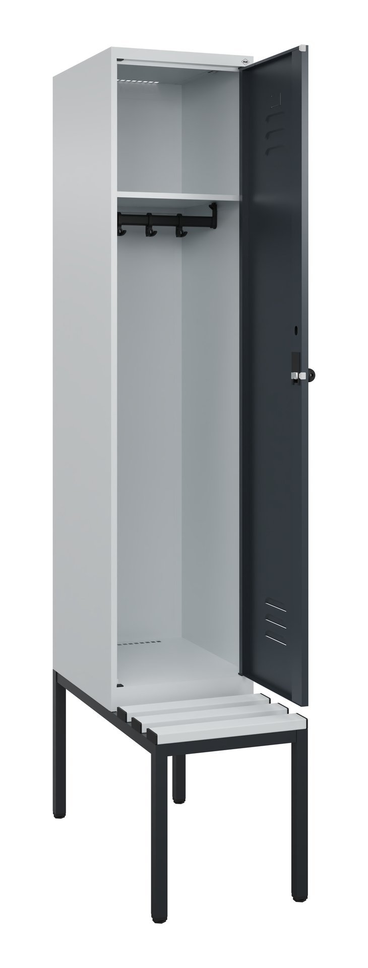 C+P Spind Classic PLUS, Bank, 1 Abteil, 2120x400x815mm, 7035/7016 Produktbild img1 L