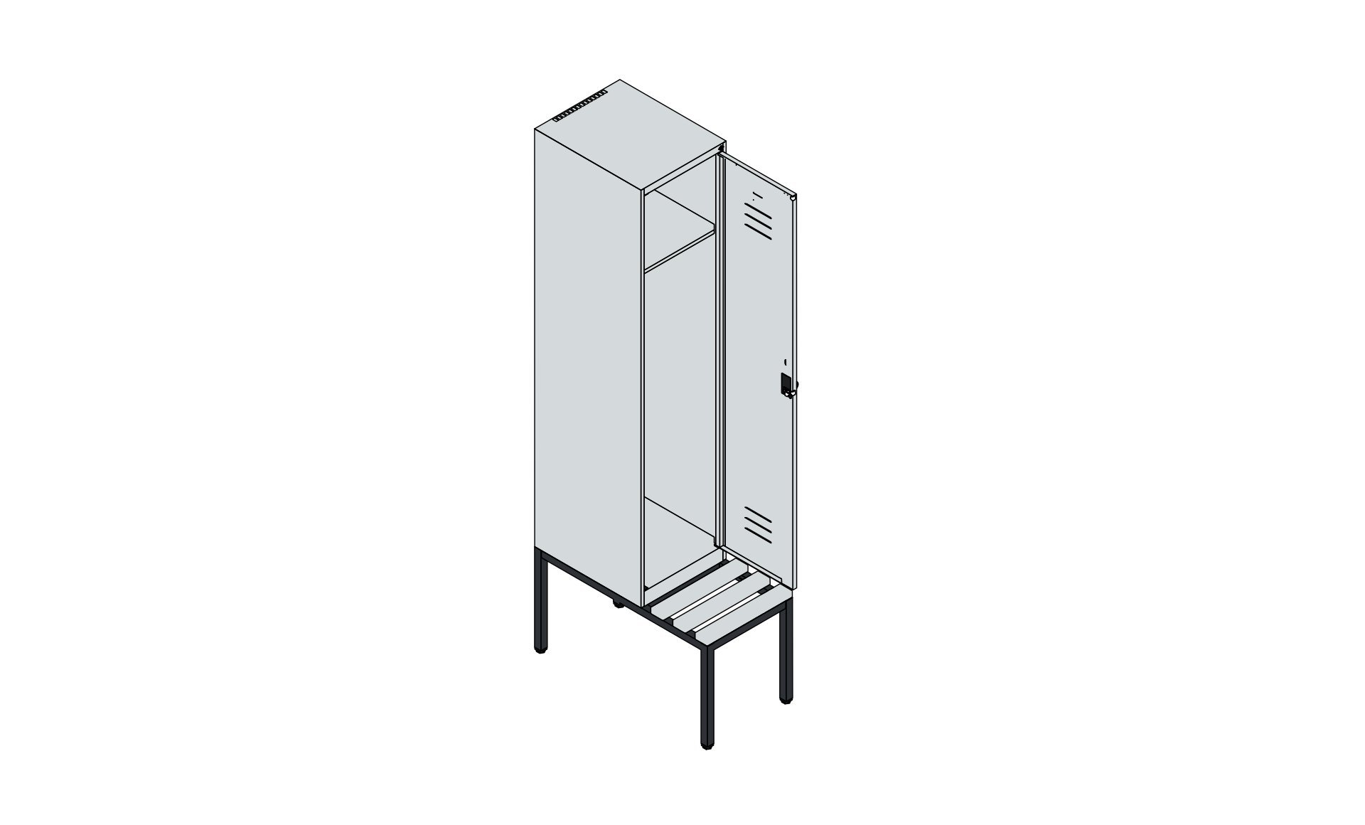 C+P Spind Classic PLUS, Bank, 1 Abteil, 2120x400x815mm, 9016/9016 Produktbild img5 L