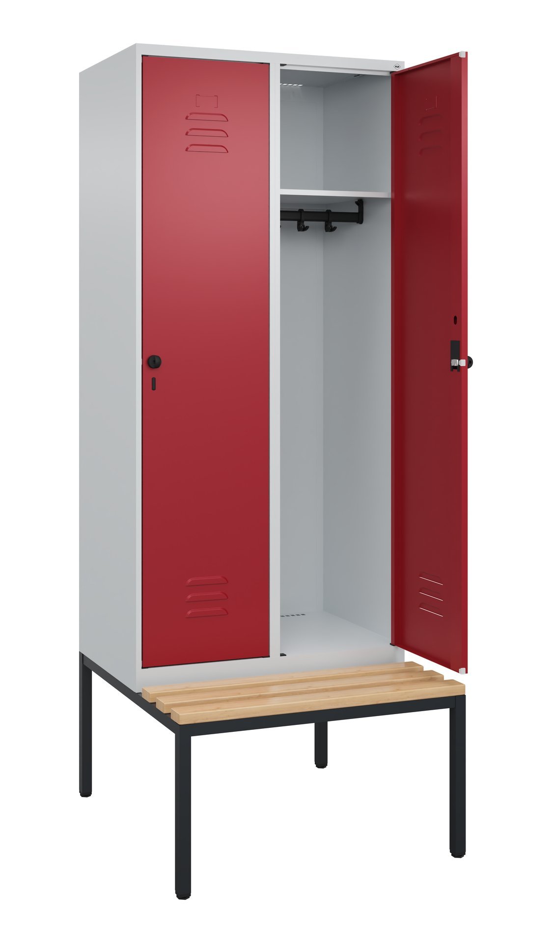 C+P Spind Classic PLUS, Bank, 2 Abteile, 2120x800x815mm, 7035/3003 Produktbild img2 L