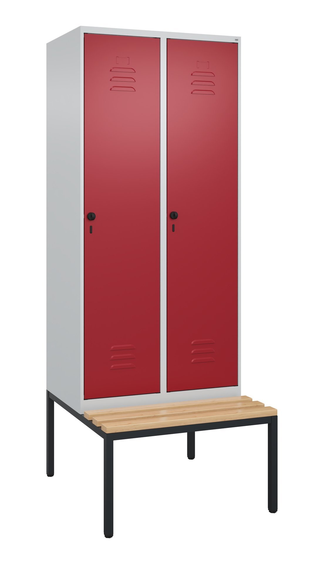 C+P Spind Classic PLUS, Bank, 2 Abteile, 2120x800x815mm, 7035/3003 Produktbild img3 L