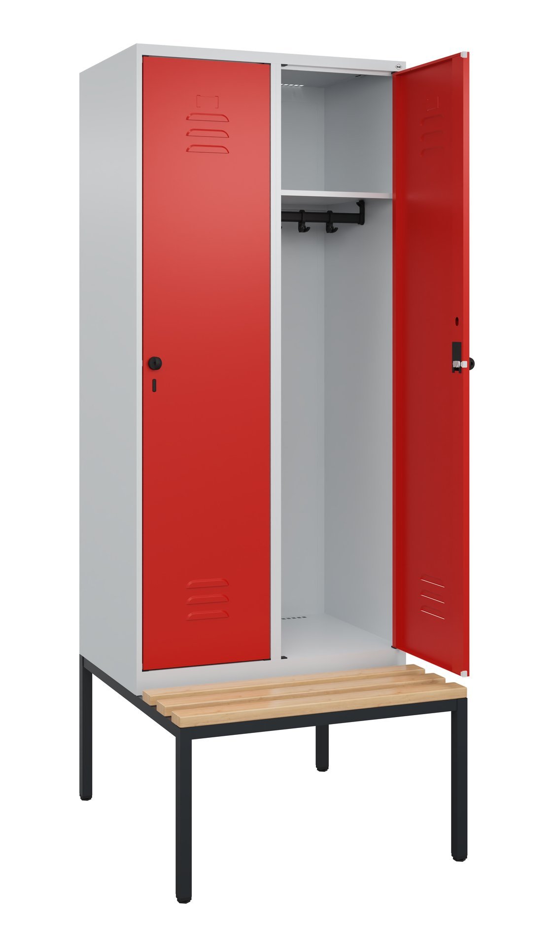 C+P Spind Classic PLUS, Bank, 2 Abteile, 2120x800x815mm, 7035/3020 Produktbild img1 L