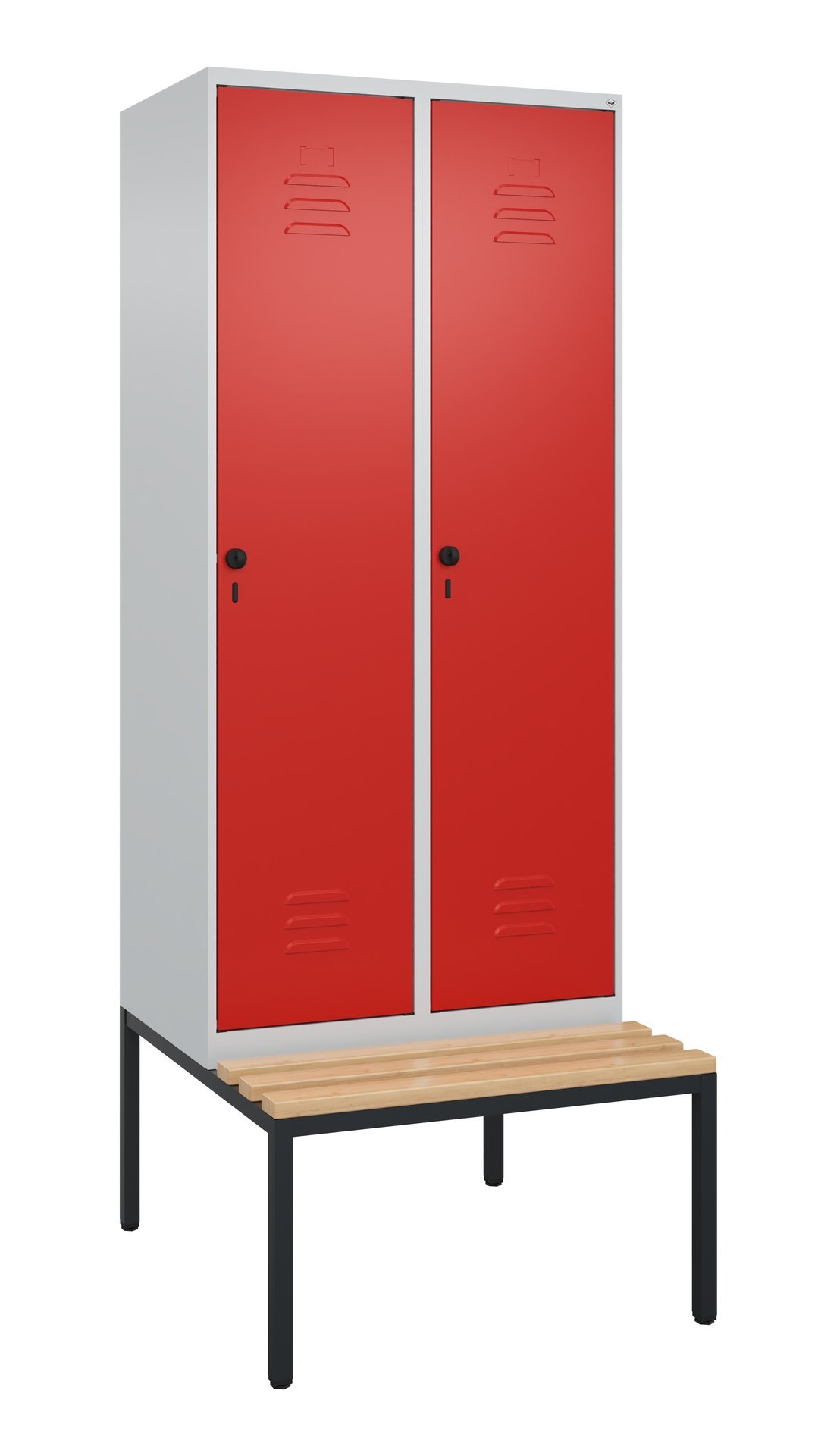 C+P Spind Classic PLUS, Bank, 2 Abteile, 2120x800x815mm, 7035/3020 Produktbild img2 L