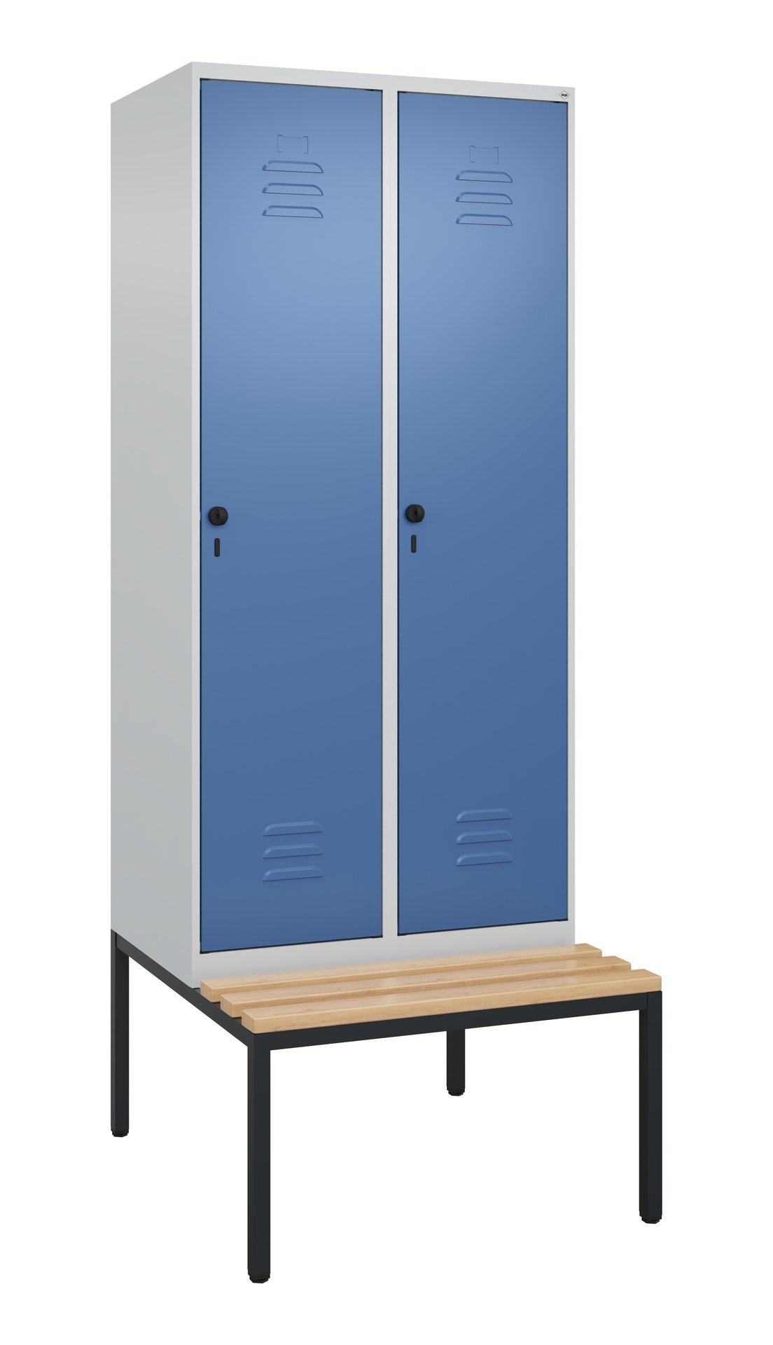 C+P Spind Classic PLUS, Bank, 2 Abteile, 2120x800x815mm, 7035/5023 Produktbild img3 L