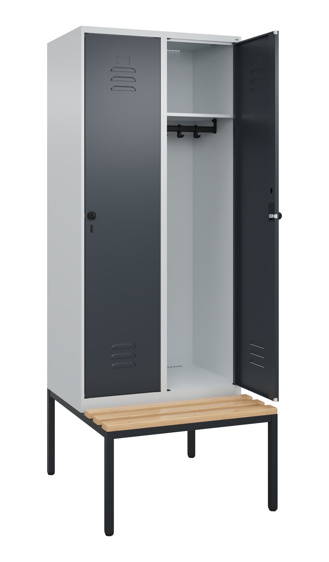 C+P Spind Classic PLUS, Bank, 2 Abteile, 2120x800x815mm, 7035/7016 Produktbild img2 L