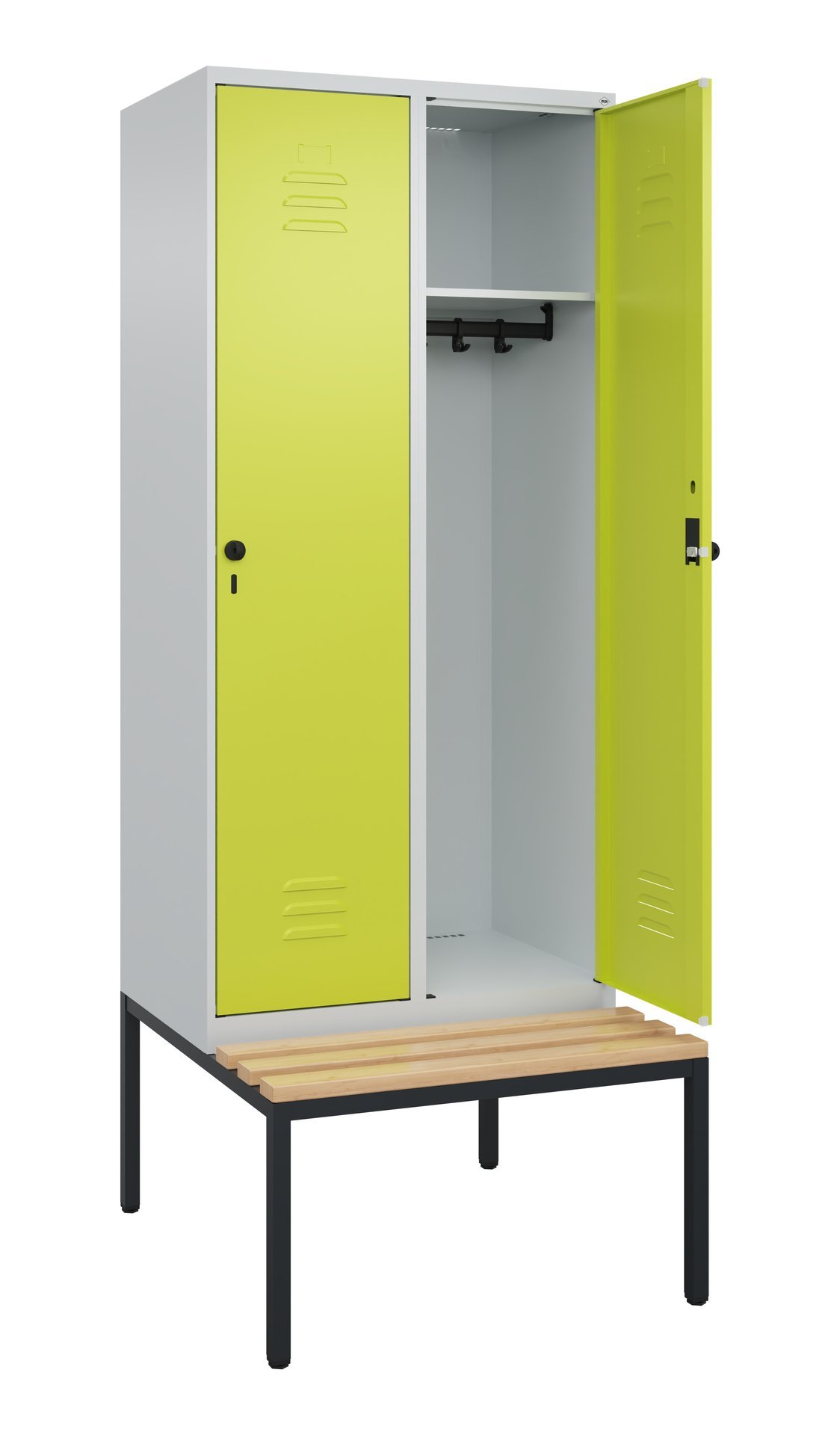 C+P Spind Classic PLUS, Bank, 2 Abteile, 2120x800x815mm, 7035/0024 Produktbild img2 L