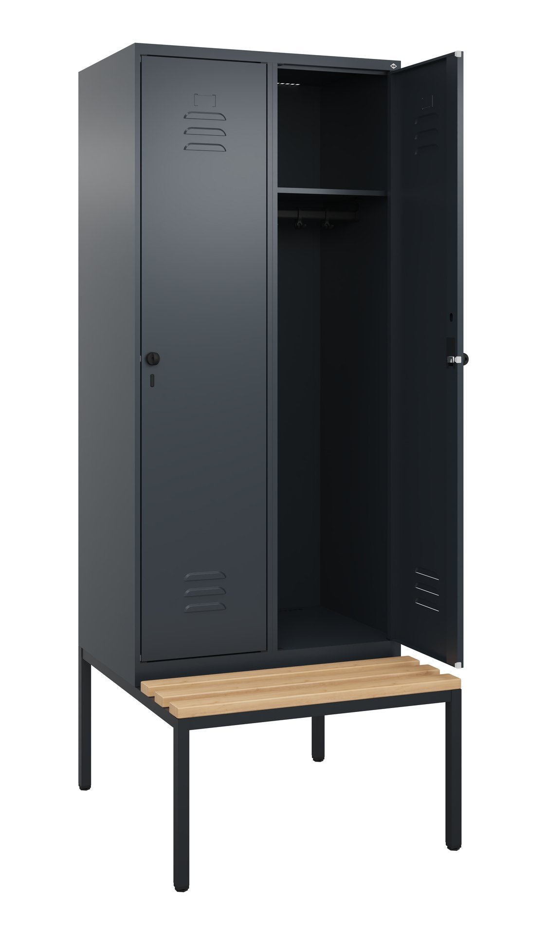 C+P Spind Classic PLUS, Bank, 2 Abteile, 2120x800x815mm, 7016/7016 Produktbild img2 L