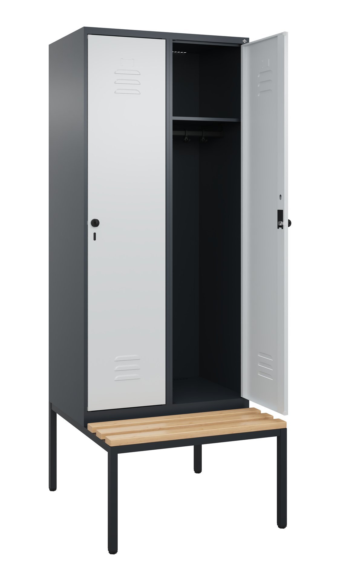 C+P Spind Classic PLUS, Bank, 2 Abteile, 2120x800x815mm, 7016/7035 Produktbild img2 L