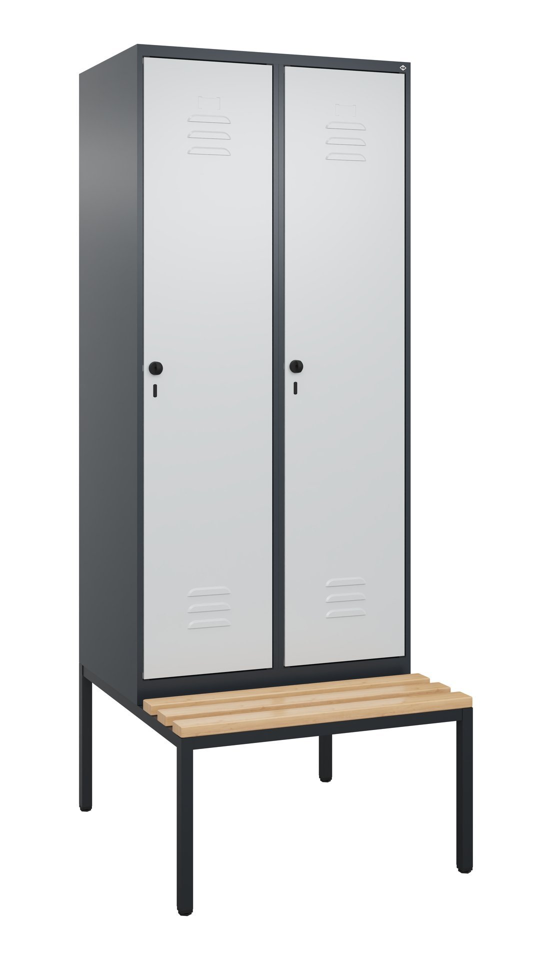 C+P Spind Classic PLUS, Bank, 2 Abteile, 2120x800x815mm, 7016/7035 Produktbild img3 L