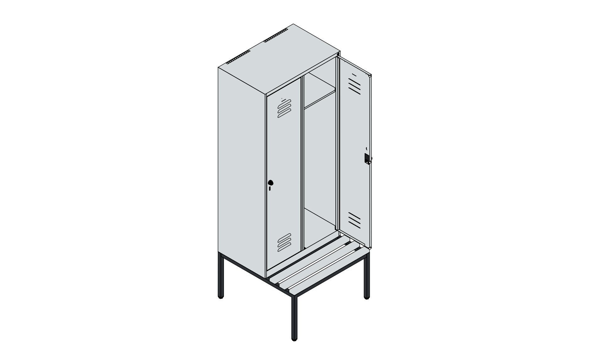 C+P Spind Classic PLUS, Bank, 2 Abteile, 2120x800x815mm, 7035/7016 Produktbild img6 L
