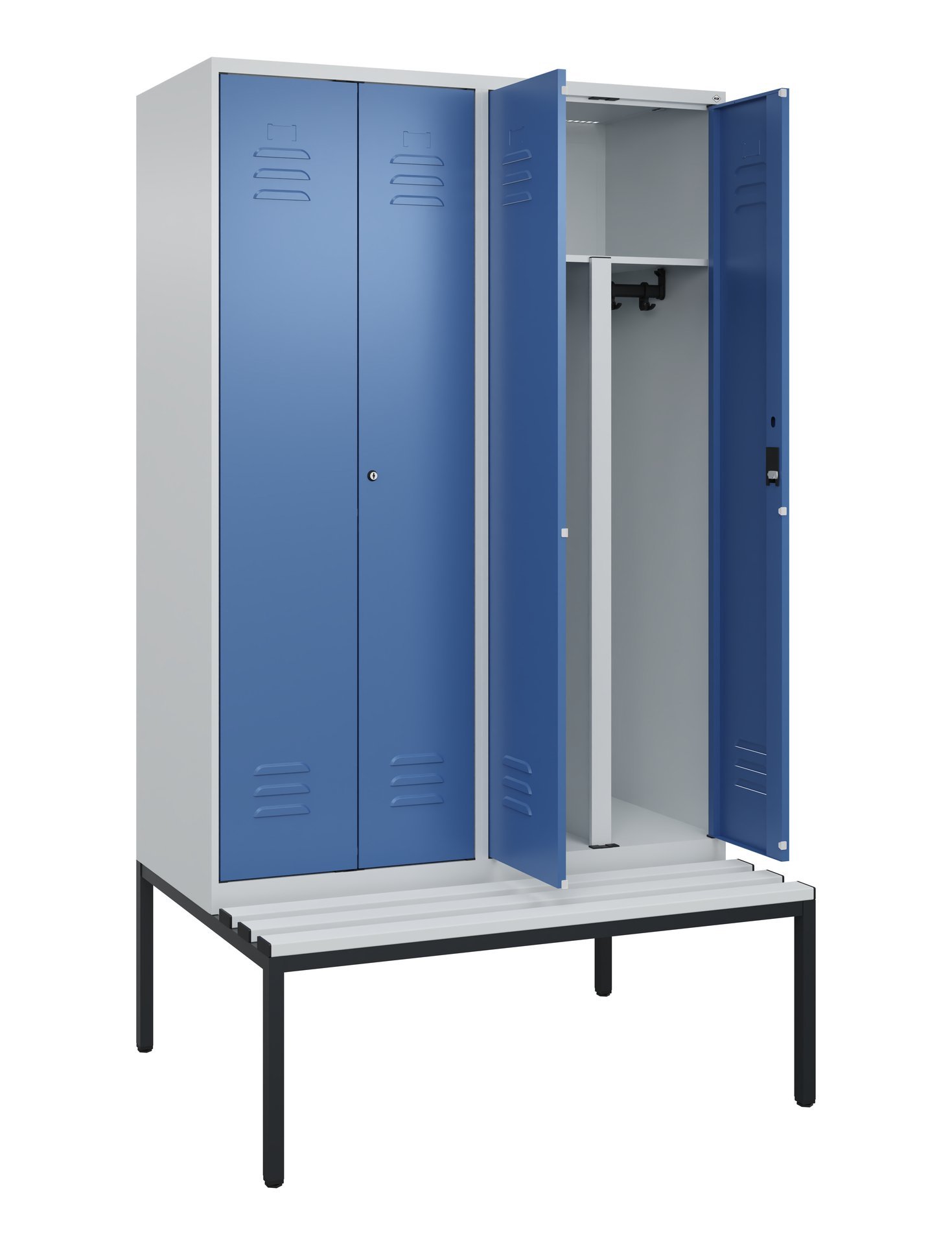 C+P PSA Doppel-Spind Classic PLUS, Bank, 4 Abteile, 2120x1200x815mm, 7035/5023 Produktbild img1 L