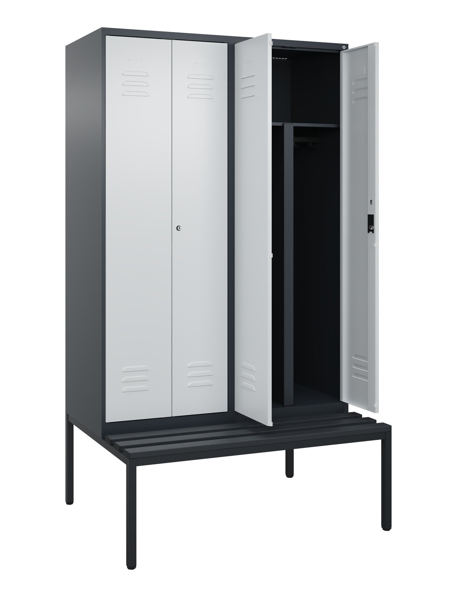 C+P PSA Doppel-Spind Classic PLUS, Bank, 4 Abteile, 2120x1200x815mm, 7016/7035 Produktbild img1 L
