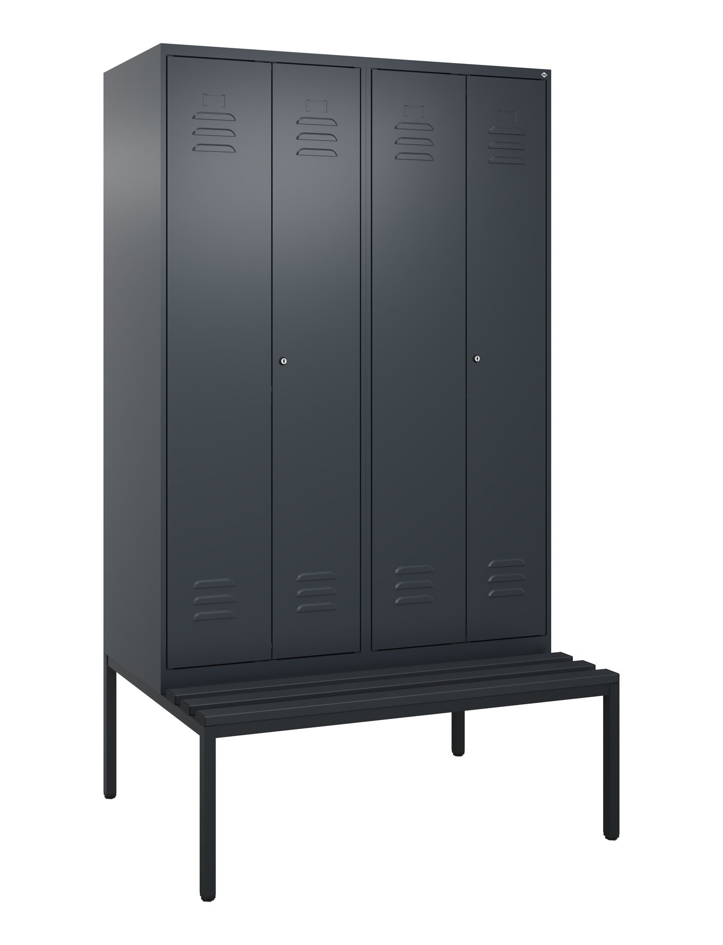 C+P Schwarz-Weiß-Spind Classic PLUS, Bank, 4 Abteile, 2120x1200x815mm, 7016/7016 Produktbild img2 L