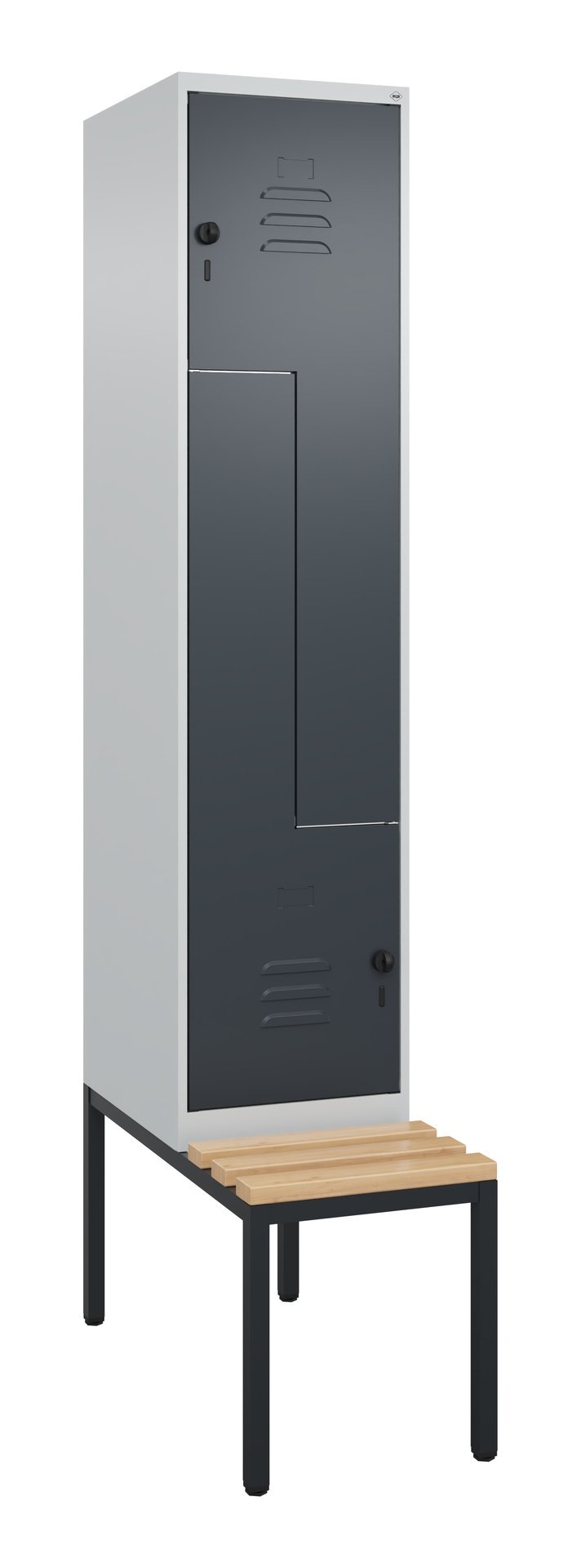 C+P Z-Spind Classic PLUS, Bank, 2 Abteile, 2120x400x815mm, 7035/7016 Produktbild img2 L