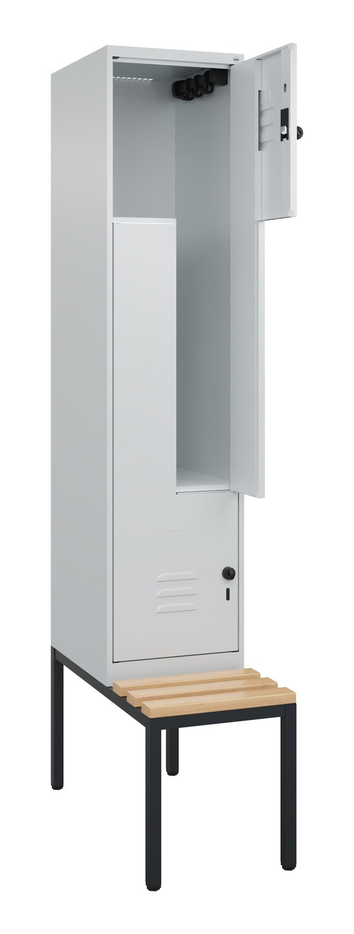 C+P Z-Spind Classic PLUS, Bank, 2 Abteile, 2120x400x815mm, 7035/7035 Produktbild img1 L